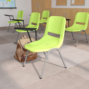 HERCULES Green Ergonomic Shell Chair with Right Handed Flip-Up Tablet Arm