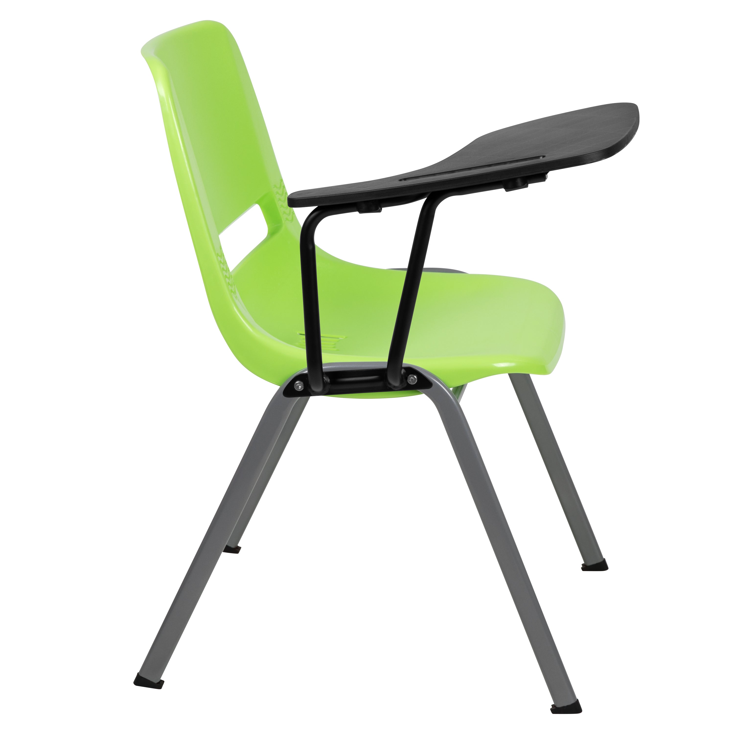 HERCULES Green Ergonomic Shell Chair with Right Handed Flip-Up Tablet Arm