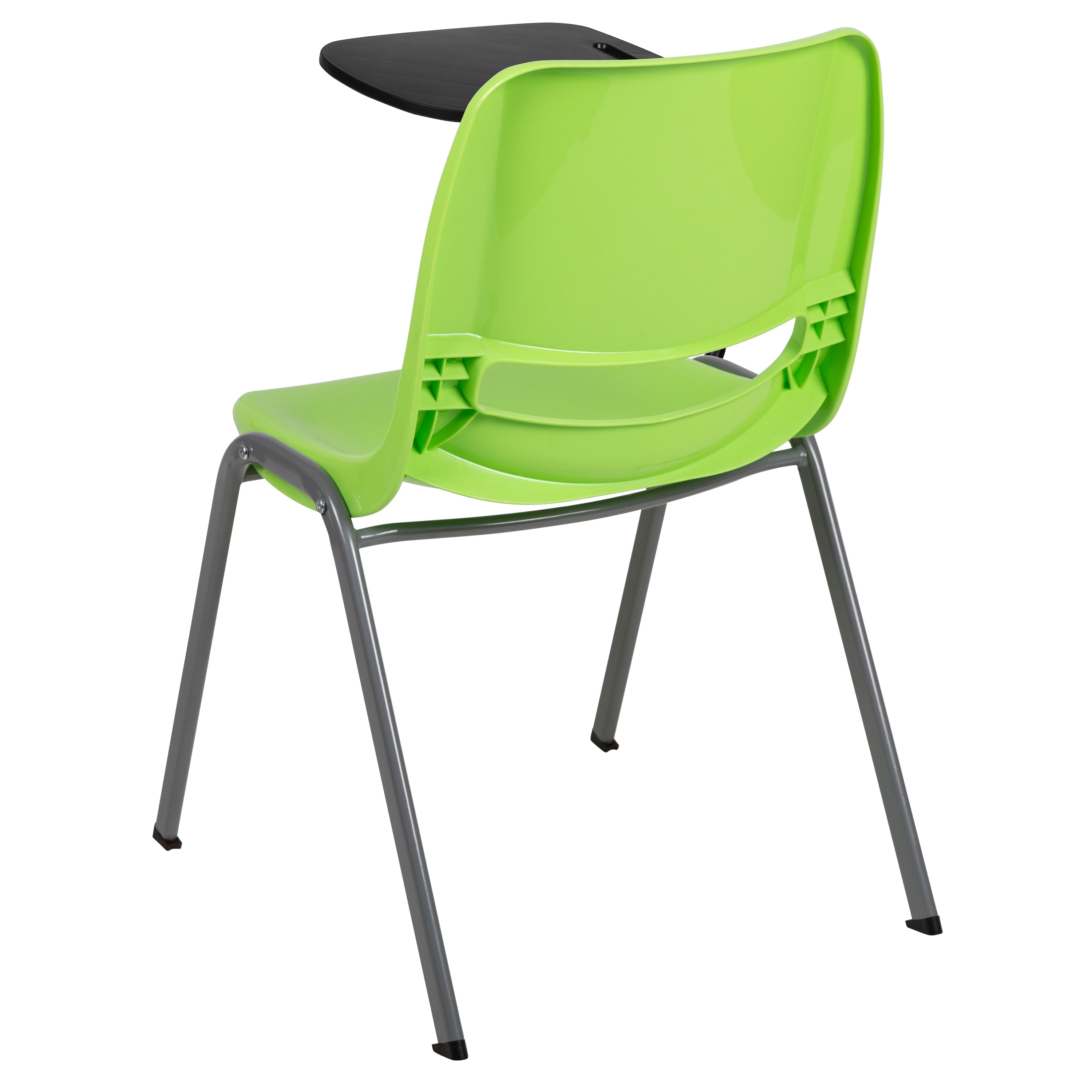 HERCULES Green Ergonomic Shell Chair with Right Handed Flip-Up Tablet Arm