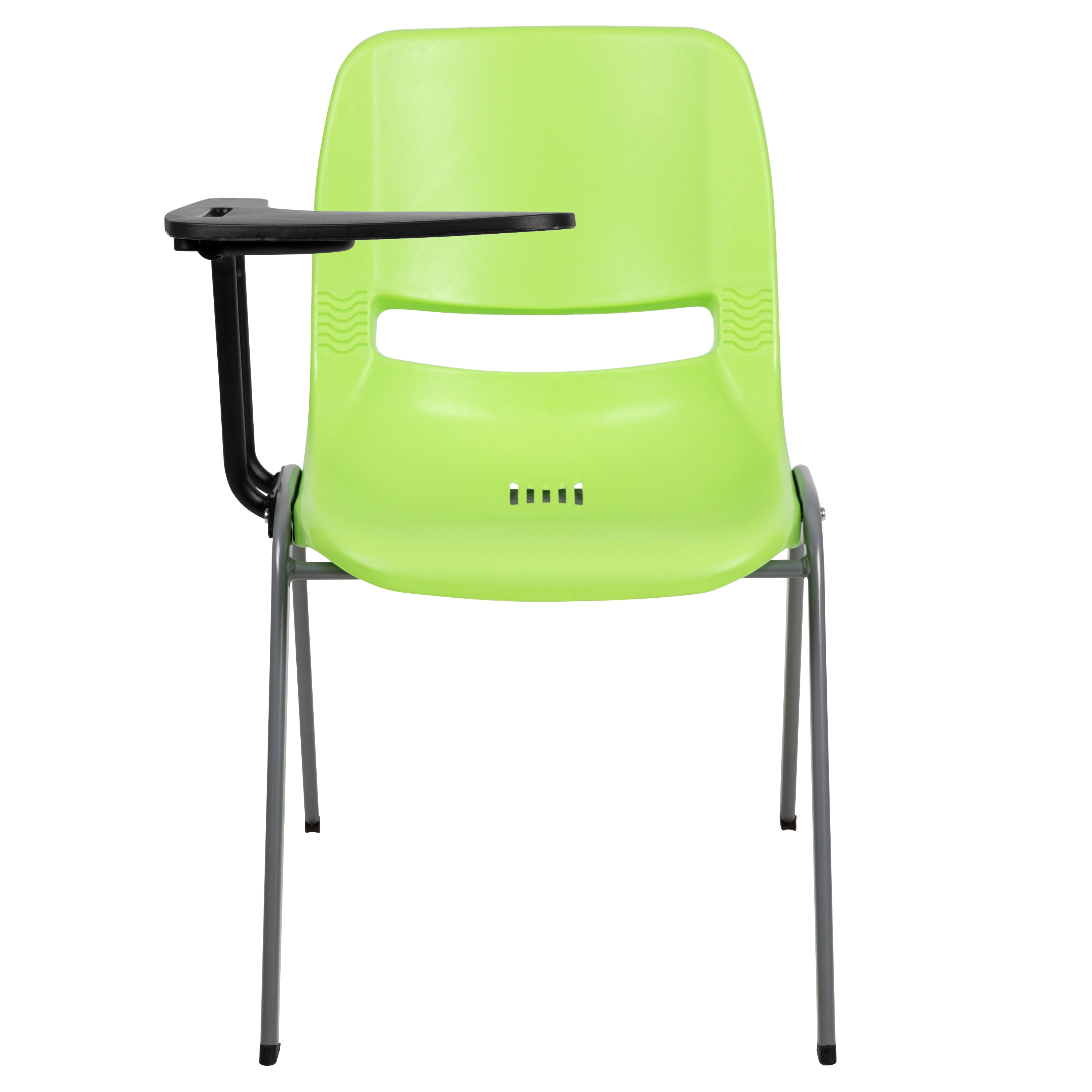 HERCULES Green Ergonomic Shell Chair with Right Handed Flip-Up Tablet Arm