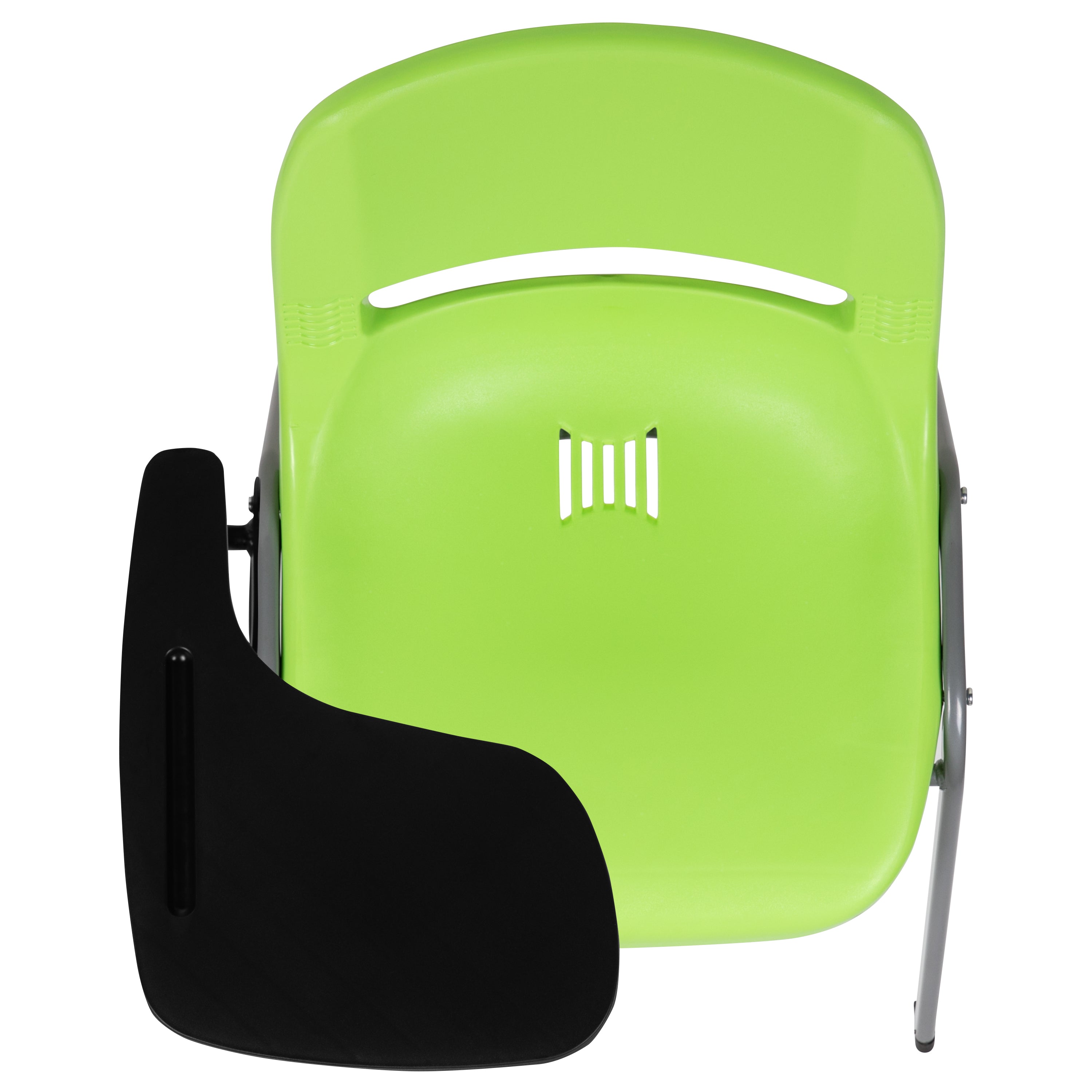 HERCULES Green Ergonomic Shell Chair with Right Handed Flip-Up Tablet Arm