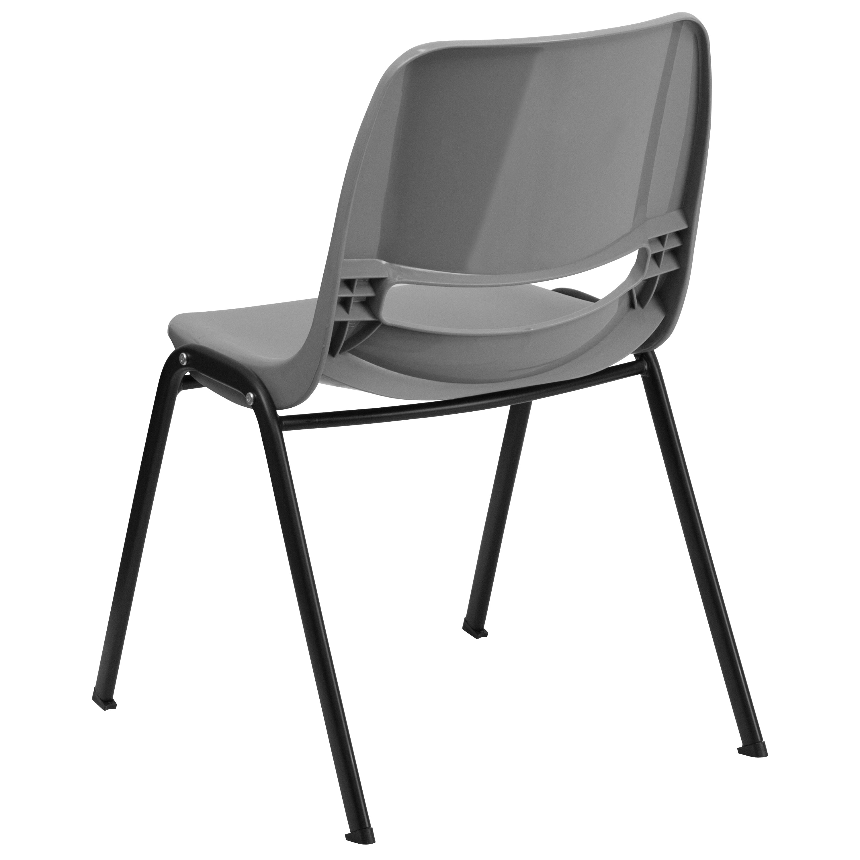 HERCULES Series 880 lb. Capacity Gray Ergonomic Shell Stack Chair with Black Frame