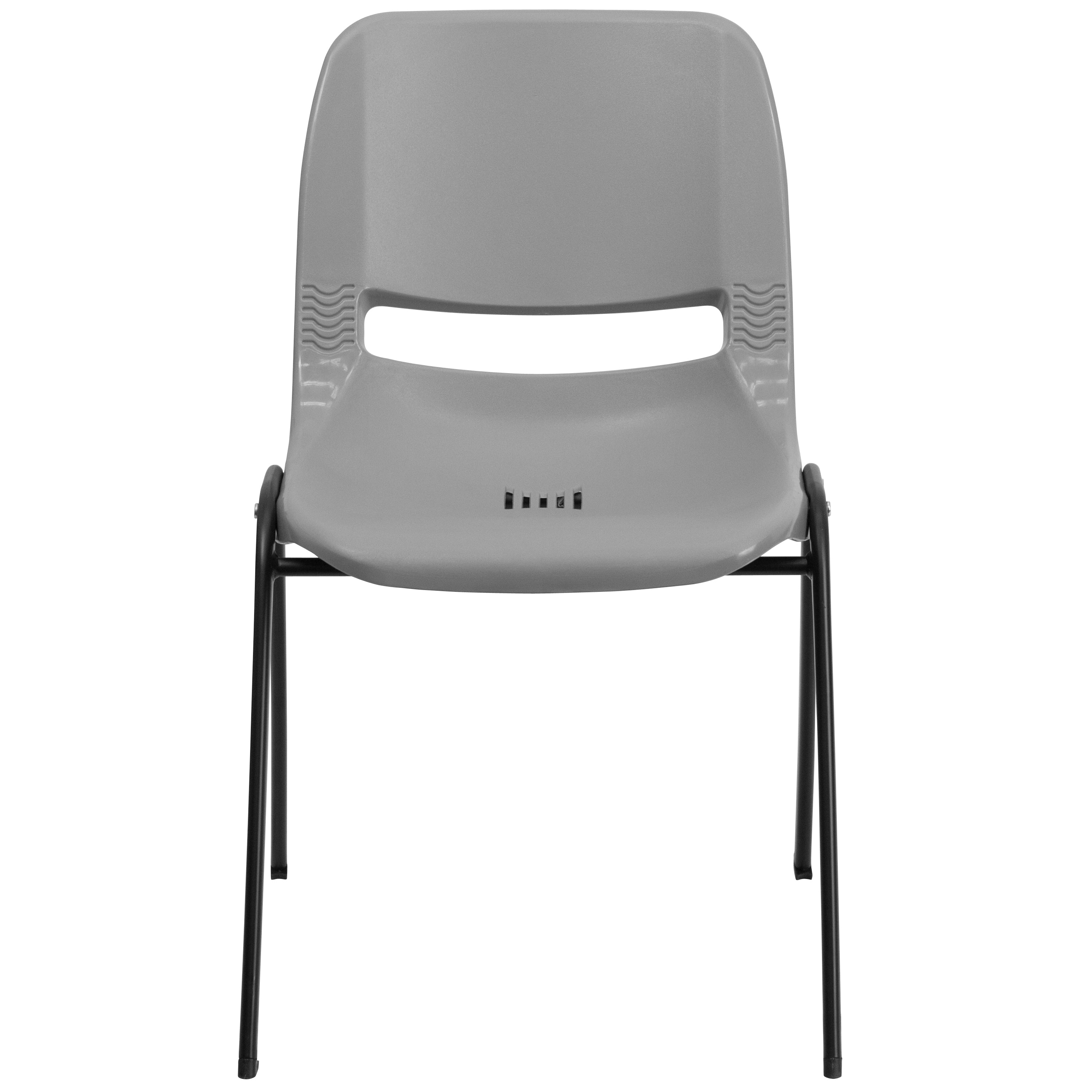 HERCULES Series 880 lb. Capacity Gray Ergonomic Shell Stack Chair with Black Frame