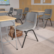 HERCULES Series 880 lb. Capacity Gray Ergonomic Shell Stack Chair with Black Frame