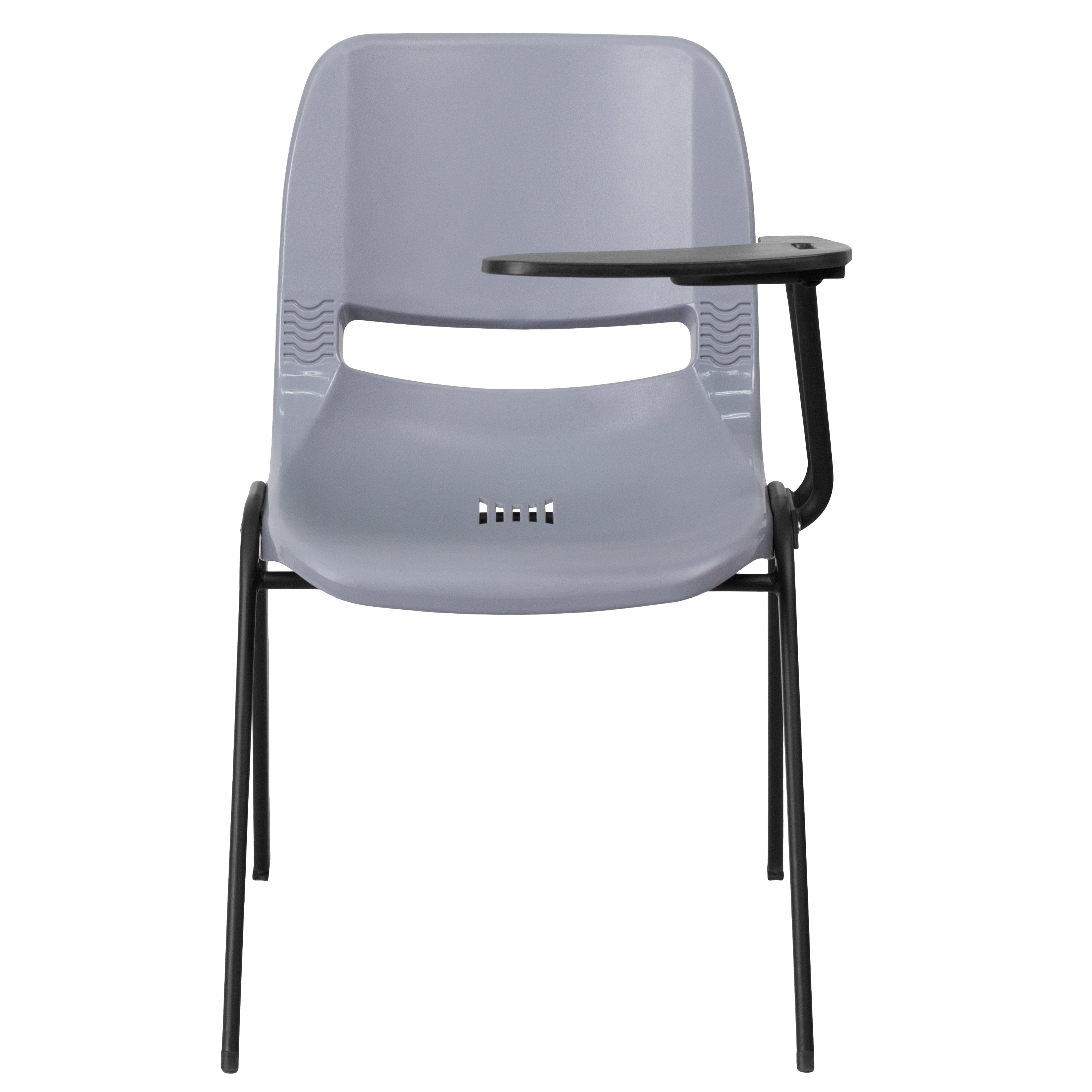 HERCULES Gray Ergonomic Shell Chair with Left Handed Flip-Up Tablet Arm