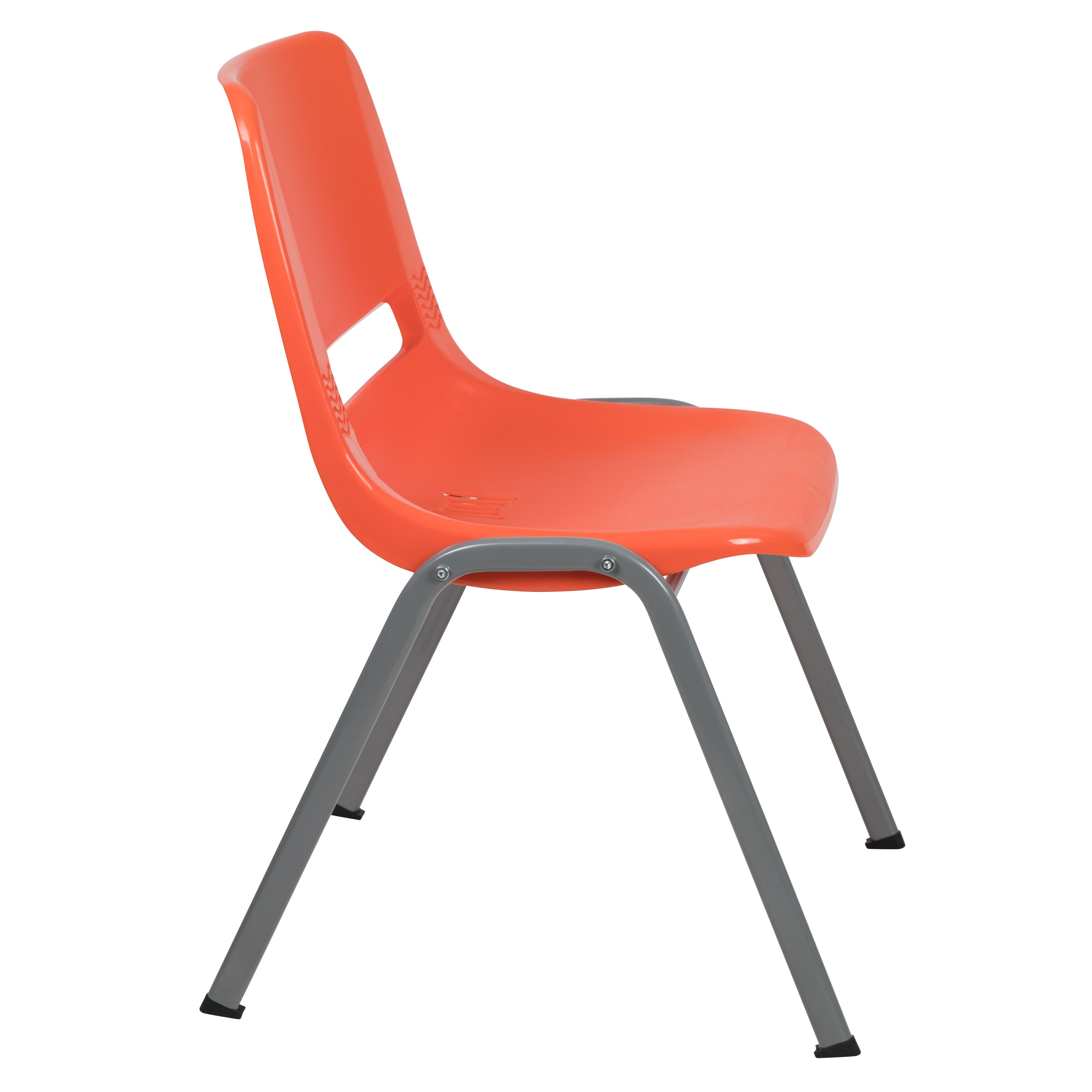 HERCULES Series 880 lb. Capacity Orange Ergonomic Shell Stack Chair with Gray Frame