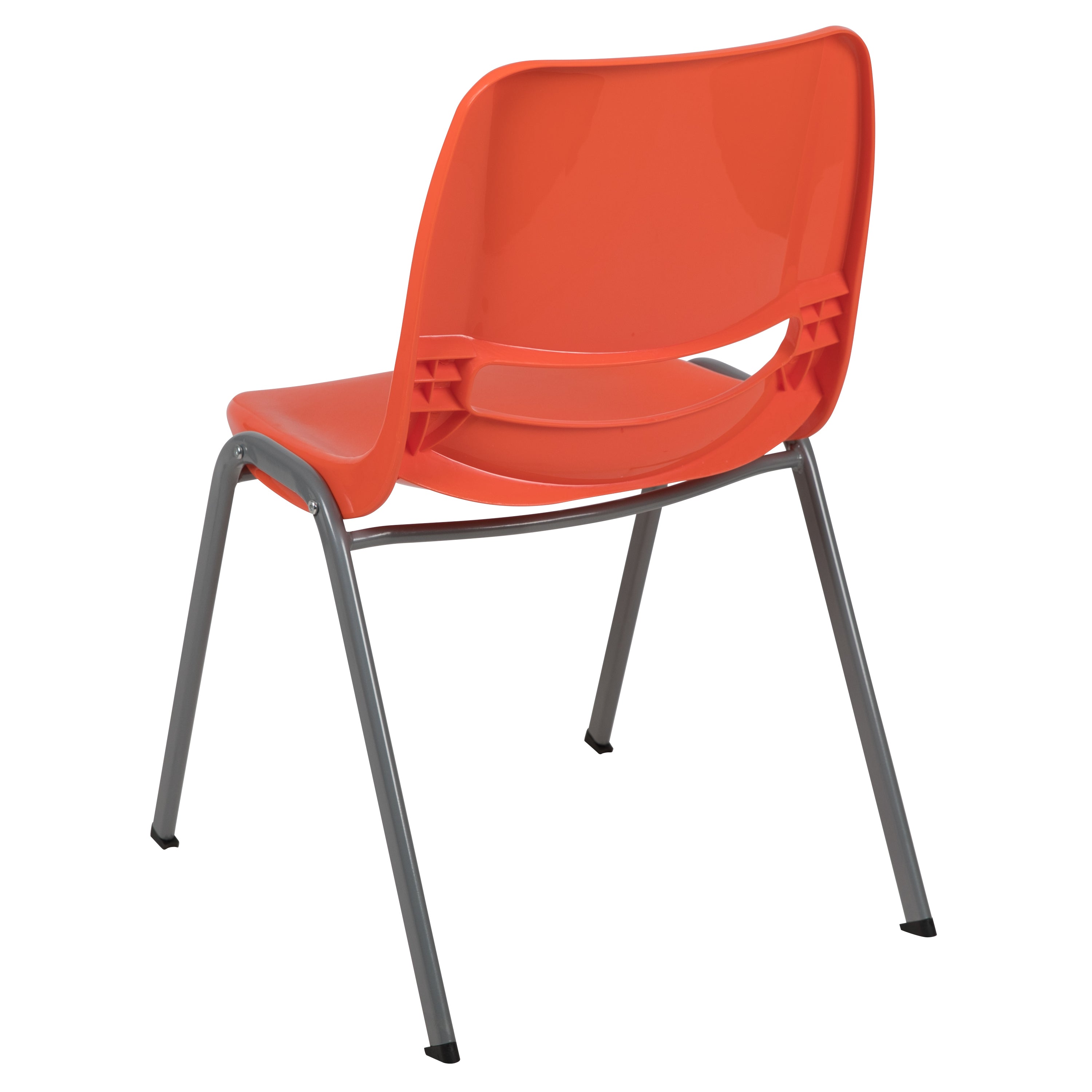 HERCULES Series 880 lb. Capacity Orange Ergonomic Shell Stack Chair with Gray Frame
