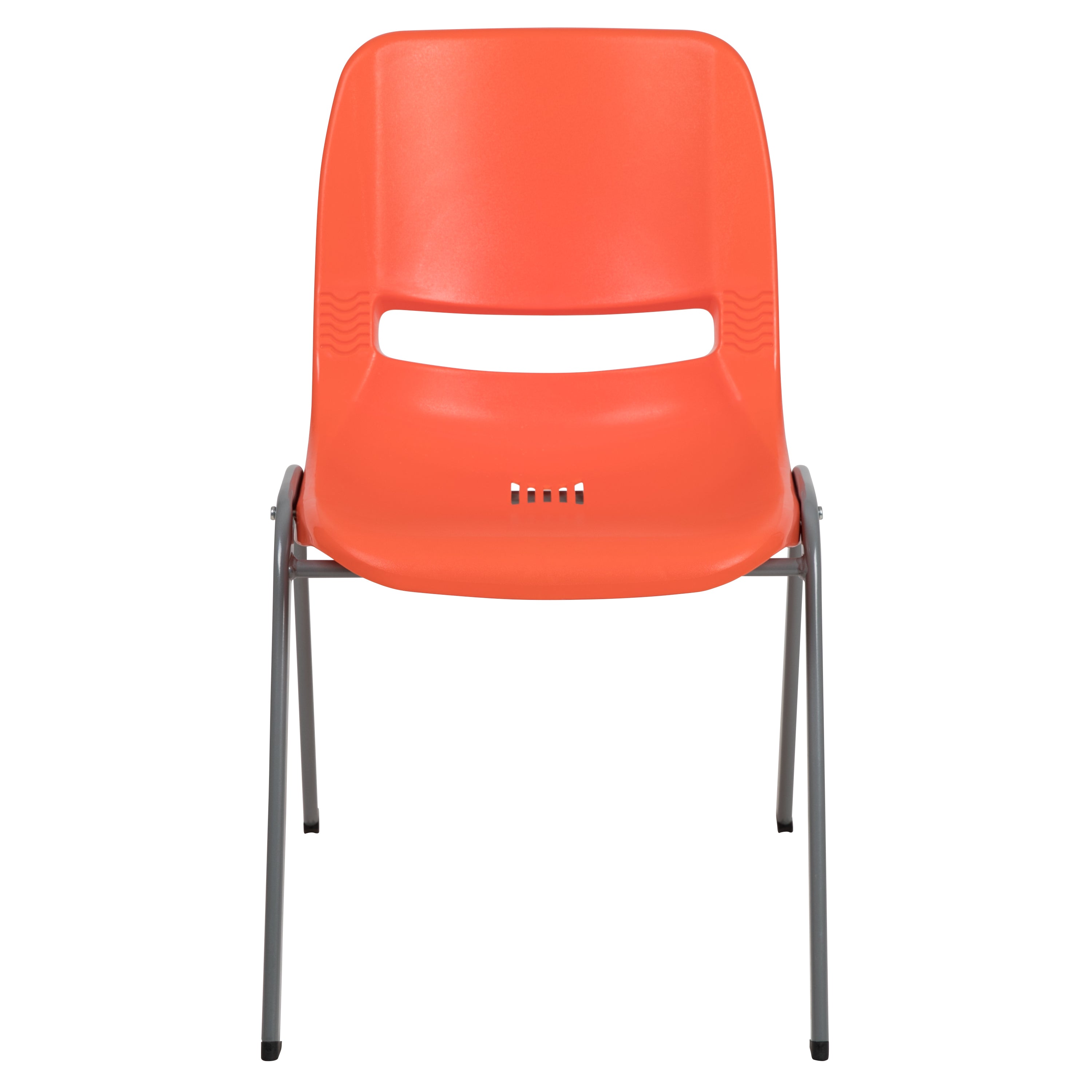 HERCULES Series 880 lb. Capacity Orange Ergonomic Shell Stack Chair with Gray Frame
