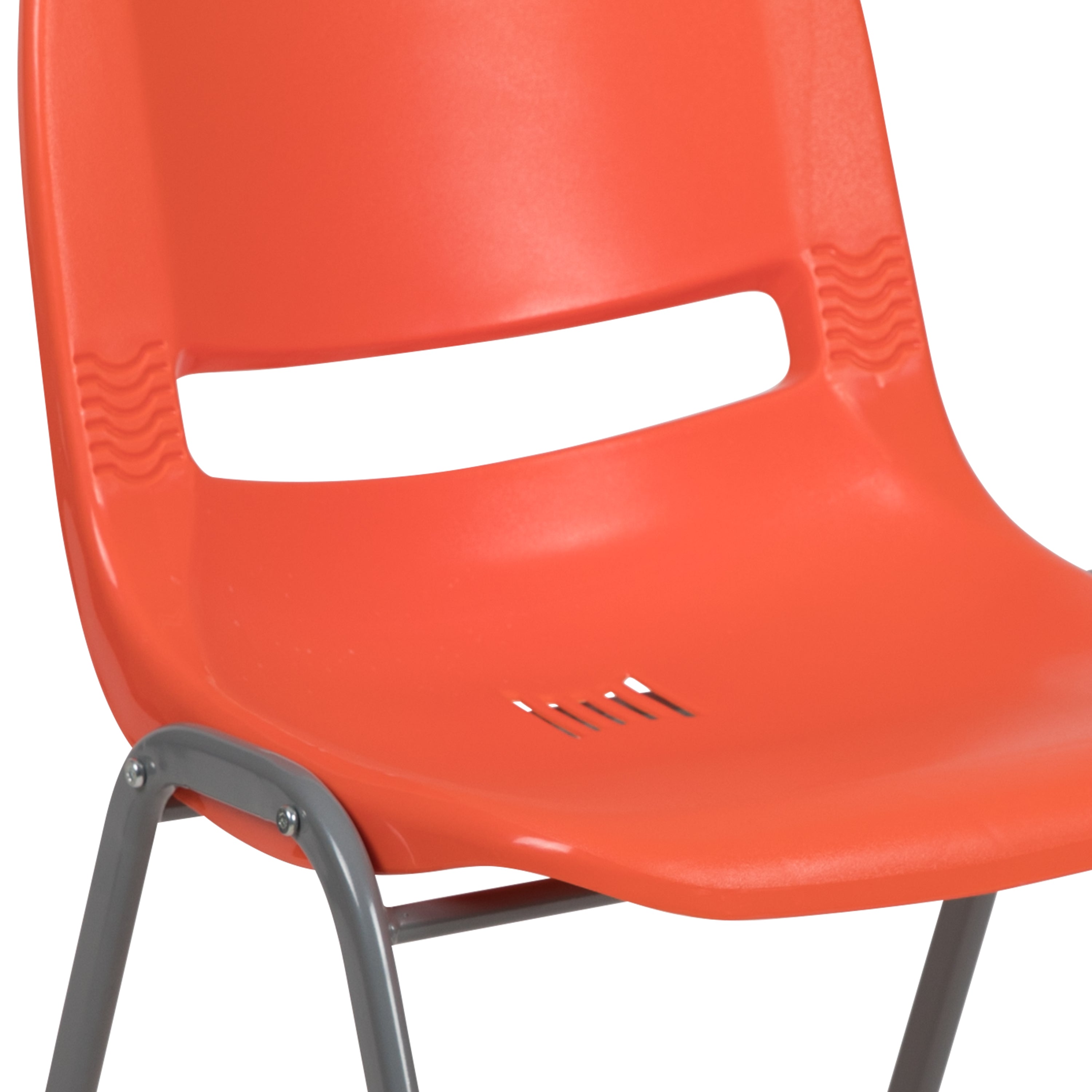 HERCULES Series 880 lb. Capacity Orange Ergonomic Shell Stack Chair with Gray Frame