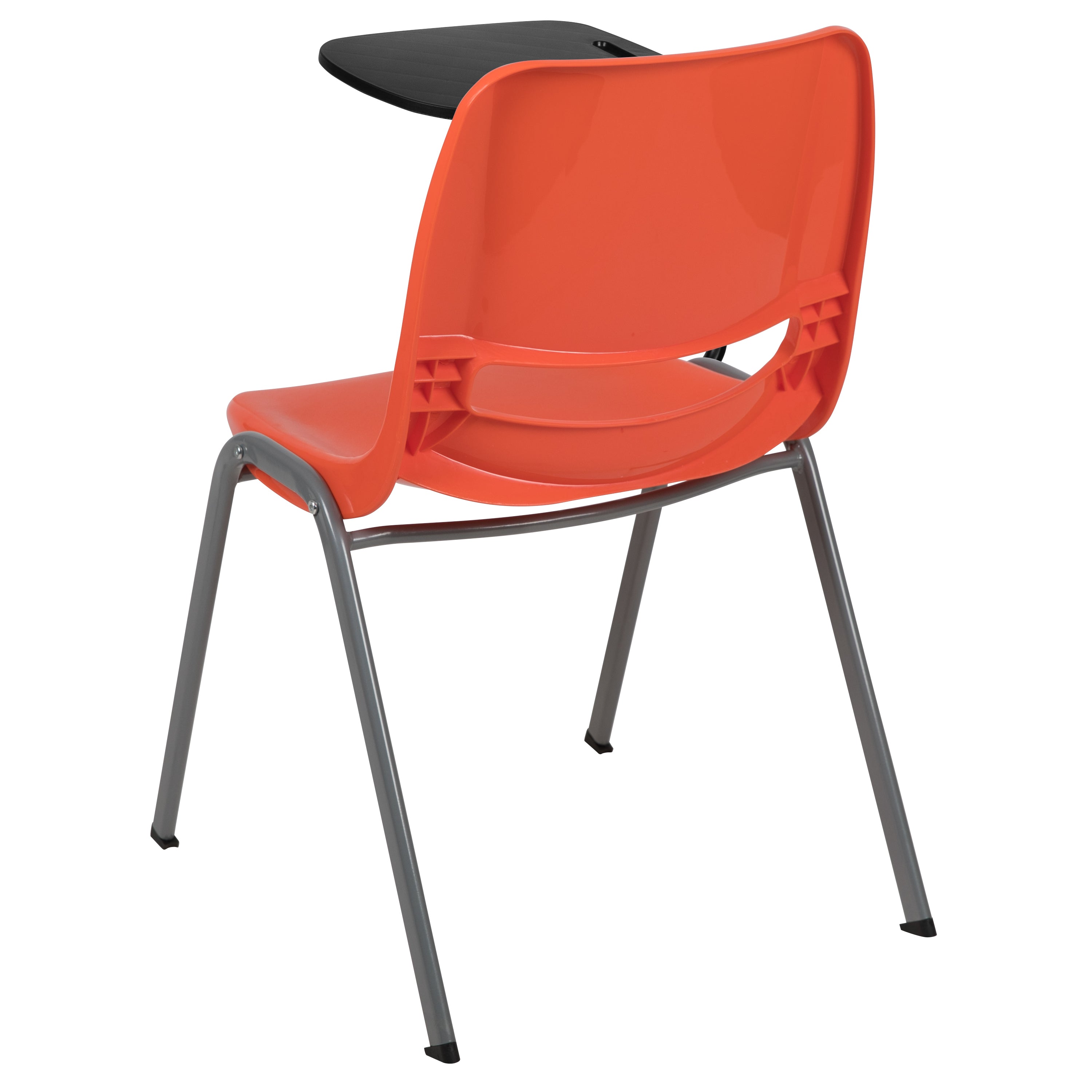 HERCULES Orange Ergonomic Shell Chair with Right Handed Flip-Up Tablet Arm