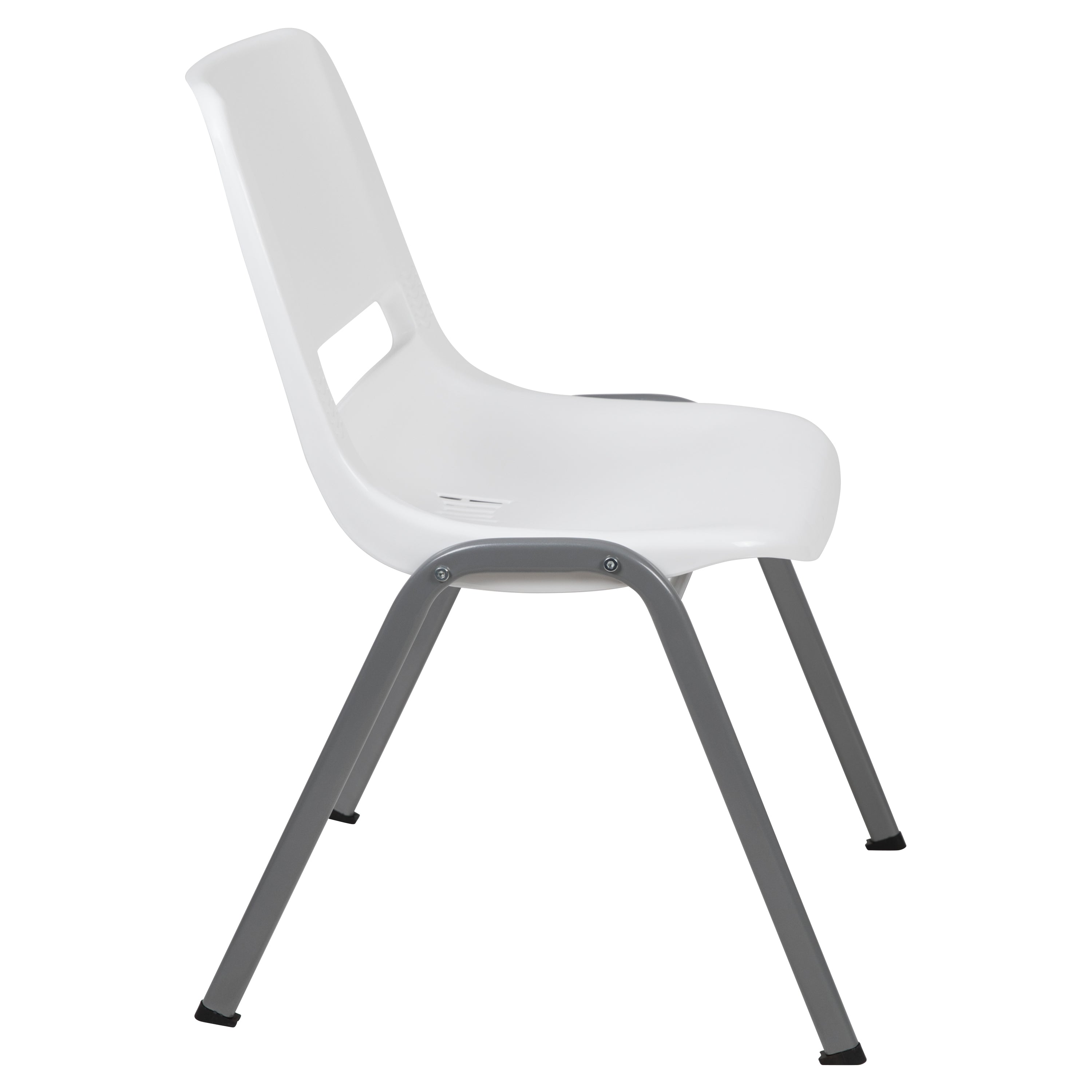 HERCULES Series 880 lb. Capacity White Ergonomic Shell Stack Chair with Gray Frame