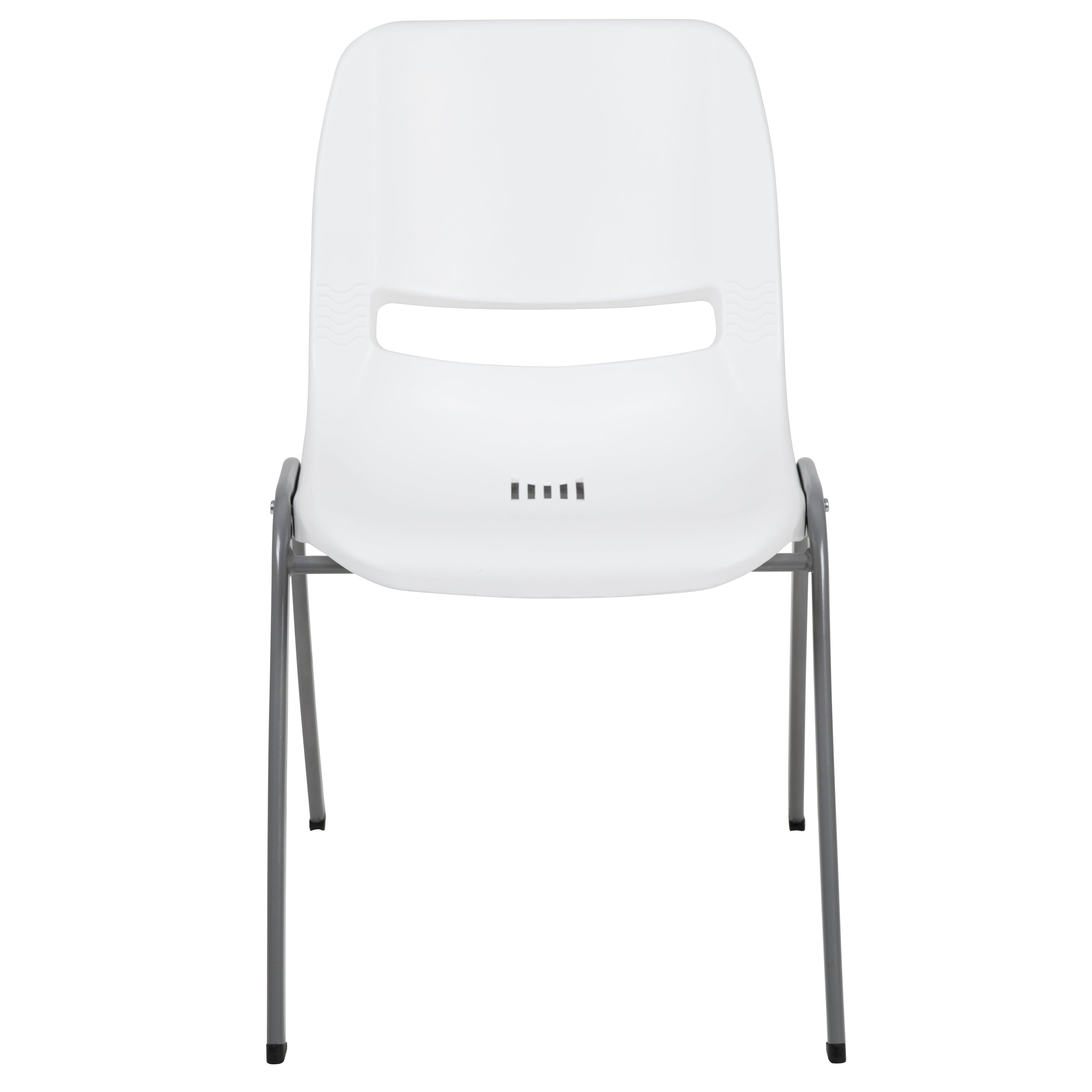 HERCULES Series 880 lb. Capacity White Ergonomic Shell Stack Chair with Gray Frame
