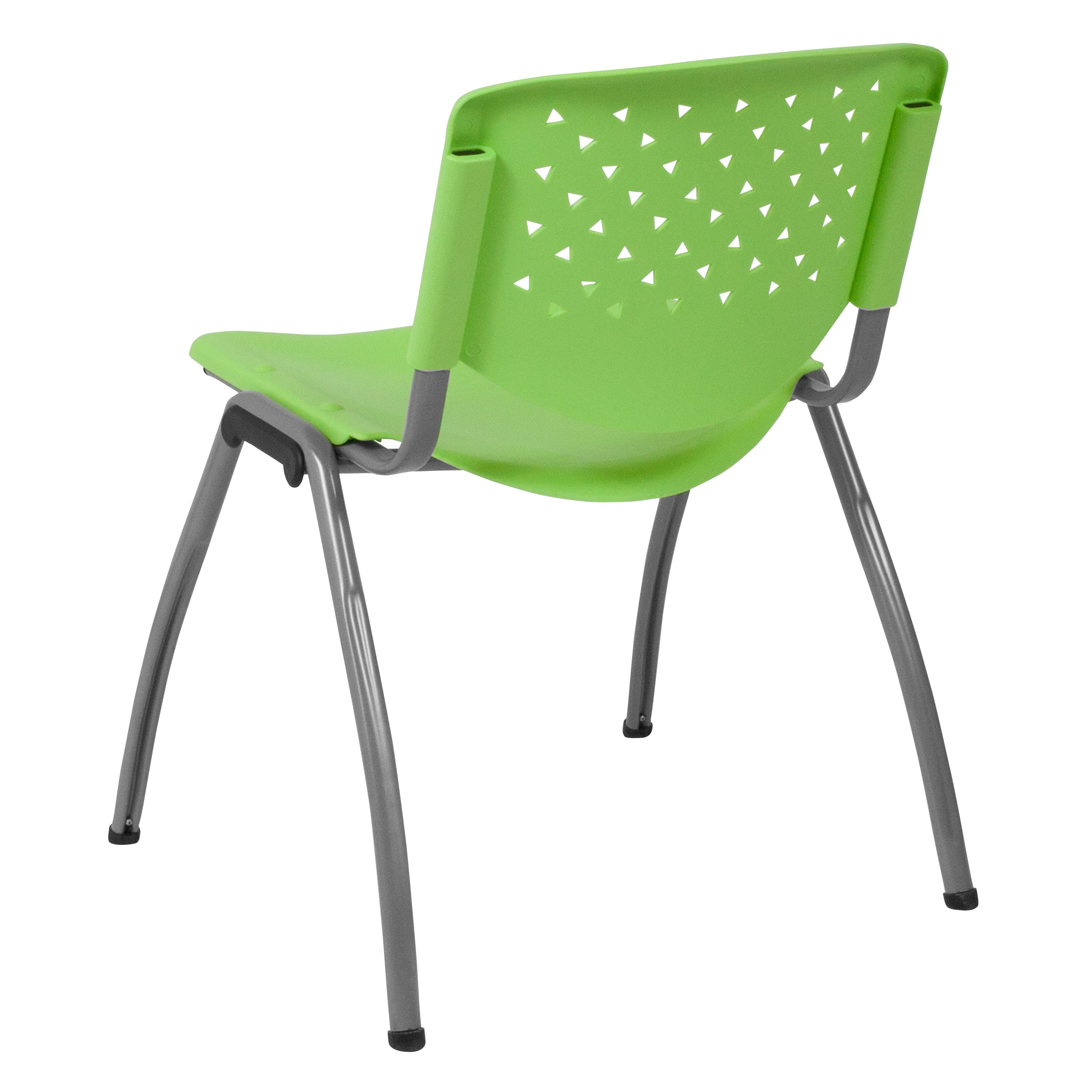 HERCULES Series 880 lb. Capacity Green Plastic Stack Chair with Titanium Gray Powder Coated Frame