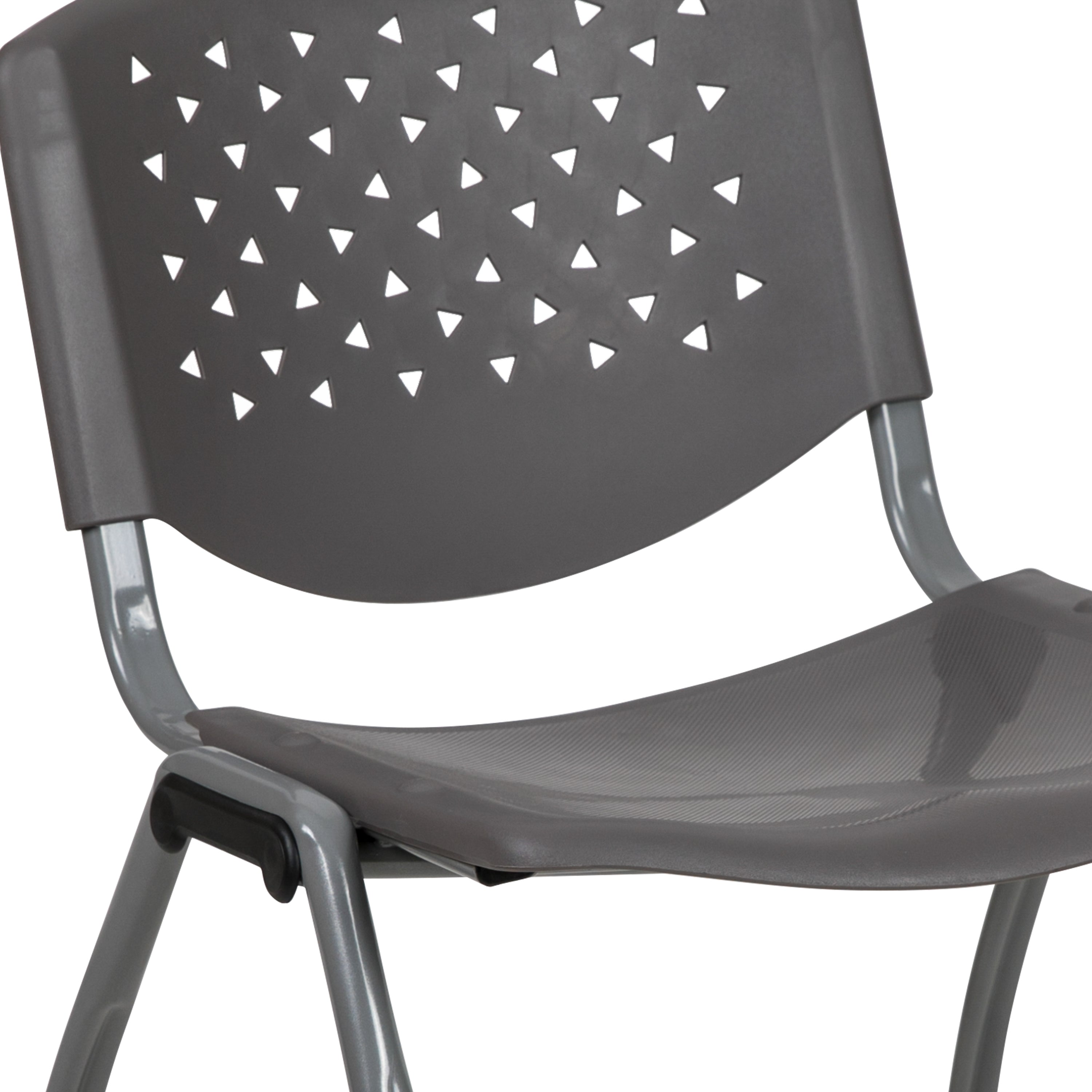 HERCULES Series 880 lb. Capacity Gray Plastic Stack Chair with Titanium Gray Powder Coated Frame