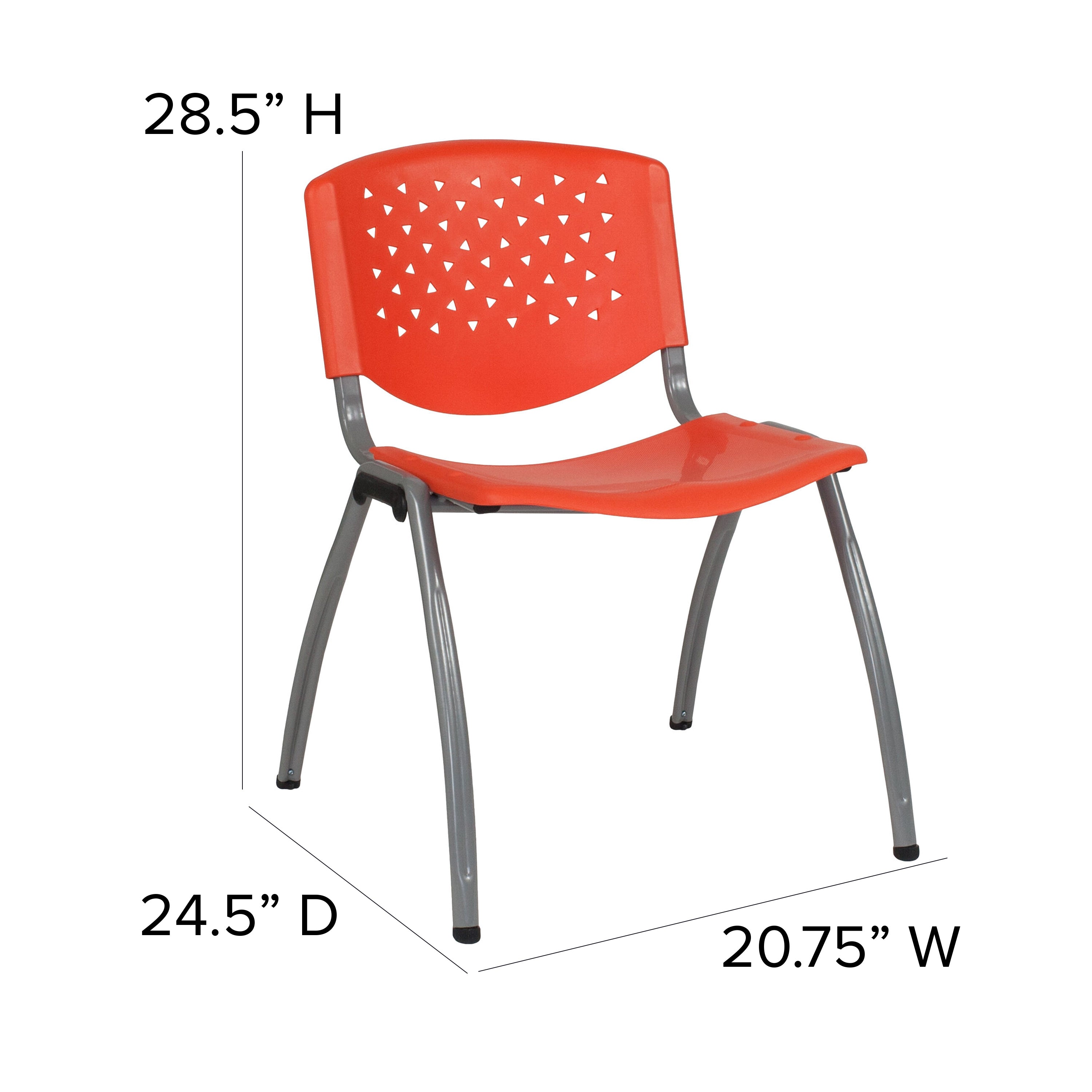 HERCULES Series 880 lb. Capacity Orange Plastic Stack Chair with Titanium Gray Powder Coated Frame