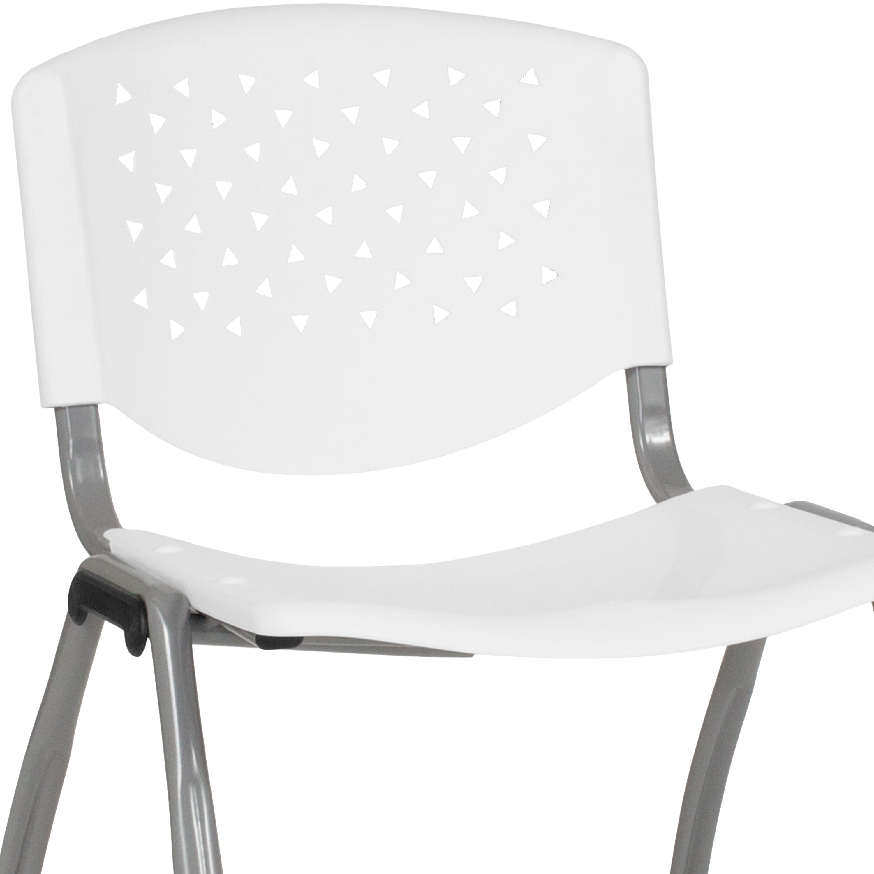 HERCULES Series 880 lb. Capacity White Plastic Stack Chair with Titanium Gray Powder Coated Frame
