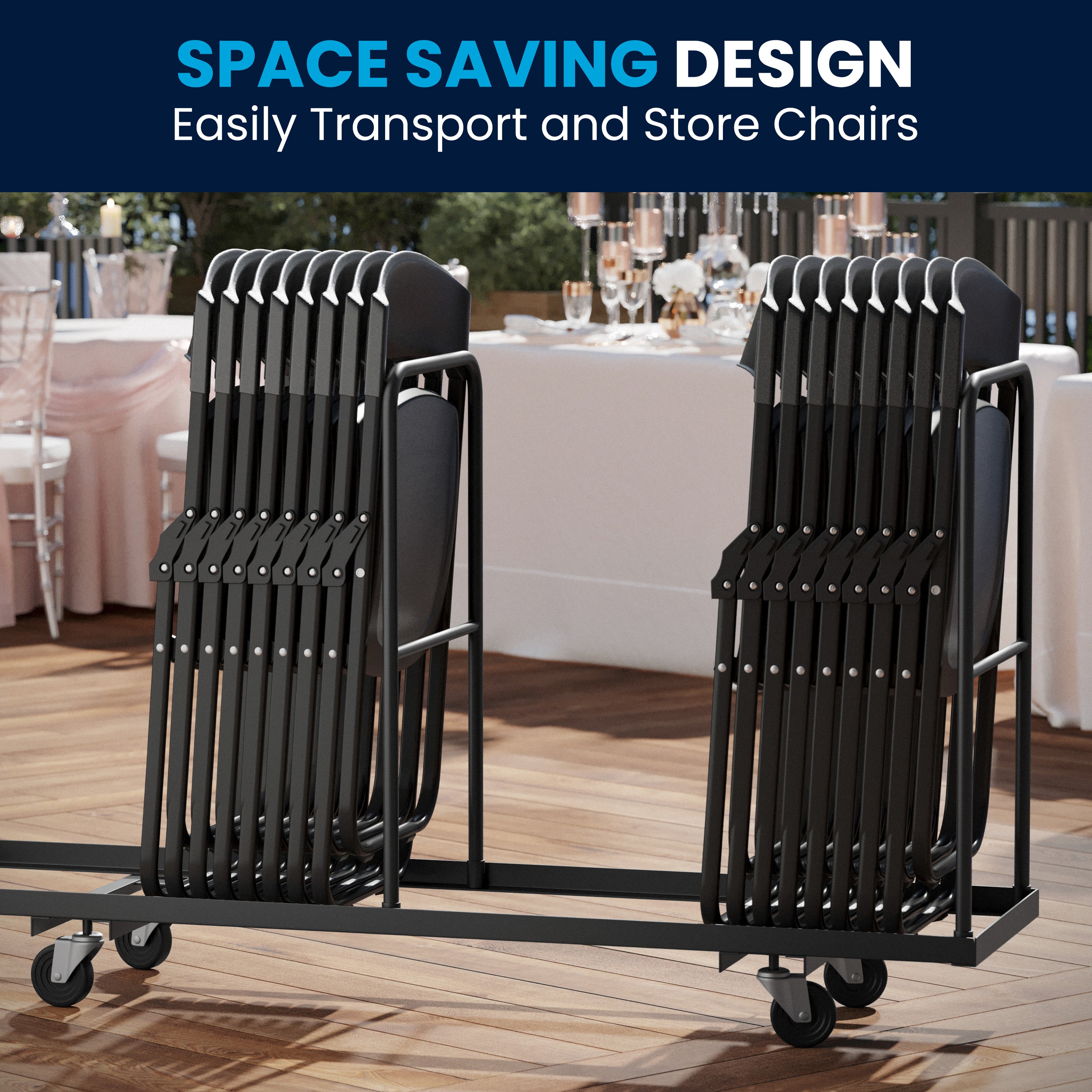 2 Pack HERCULES Series 500 lb. Capacity Heavy Duty Black Plastic Folding Chair with Built-in Ganging Brackets