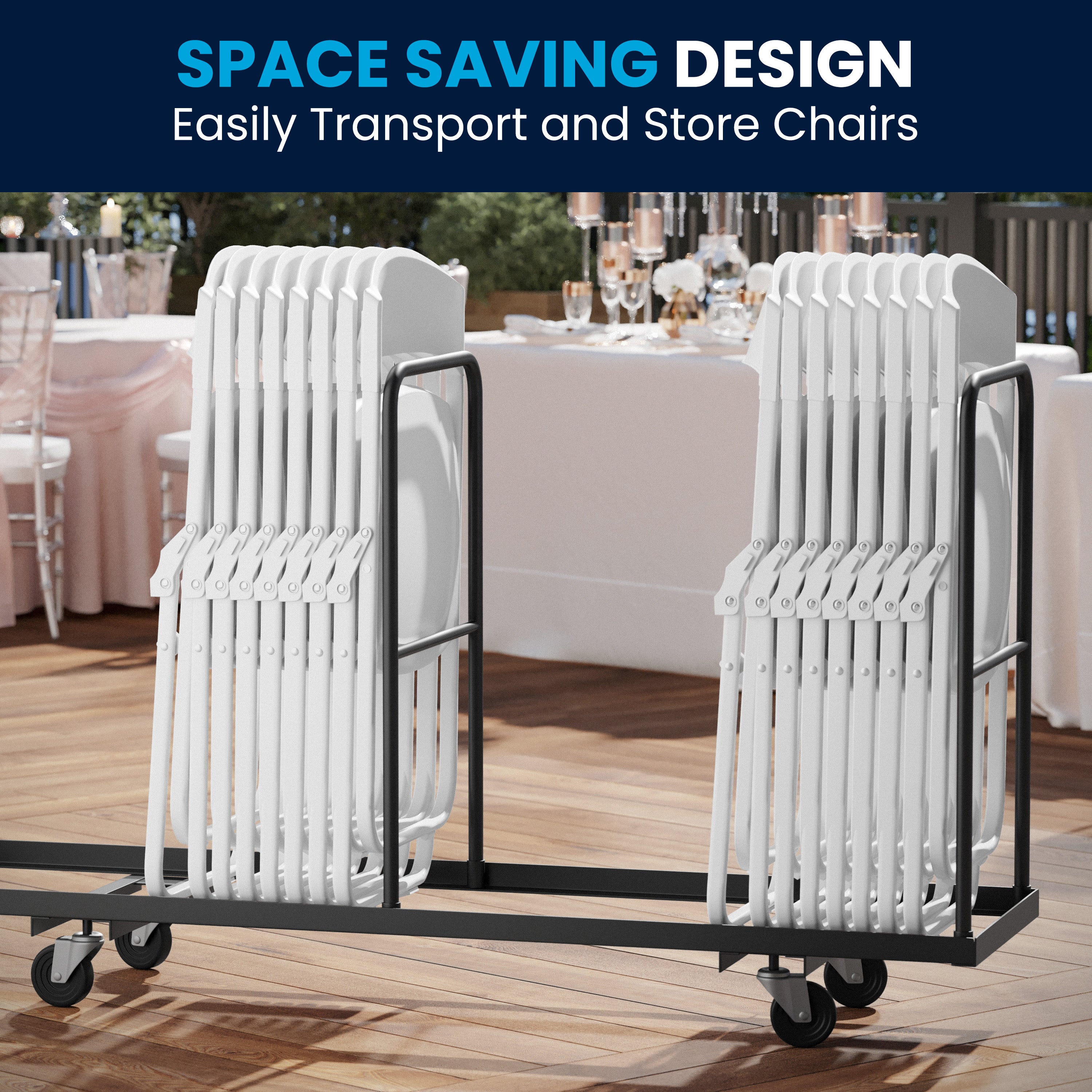2 Pack HERCULES Series 500 lb. Capacity Heavy Duty White Plastic Folding Chair with Built-in Ganging Brackets