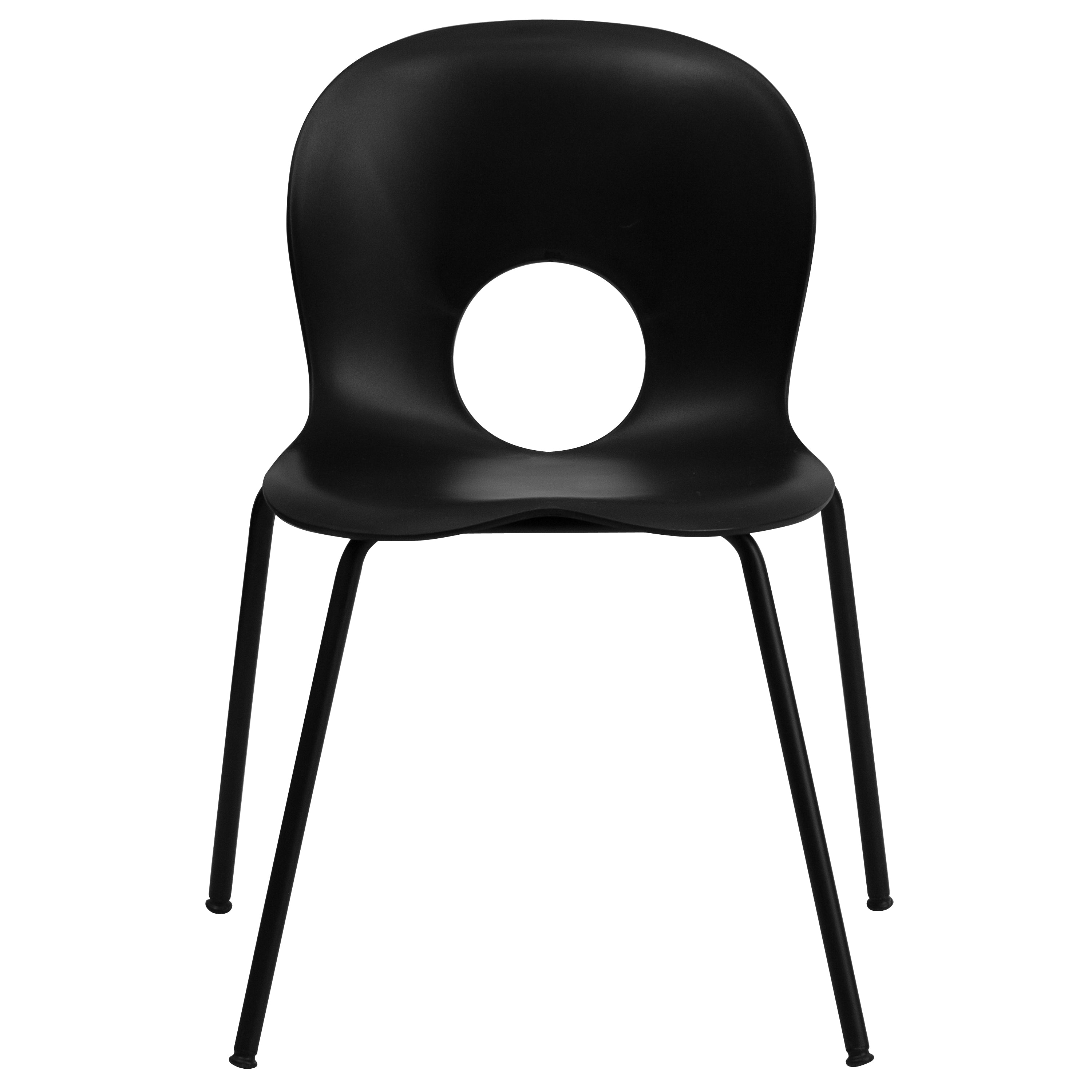 HERCULES Series 770 lb. Capacity Designer Black Plastic Stack Chair with Black Frame