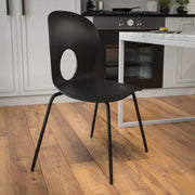 HERCULES Series 770 lb. Capacity Designer Black Plastic Stack Chair with Black Frame