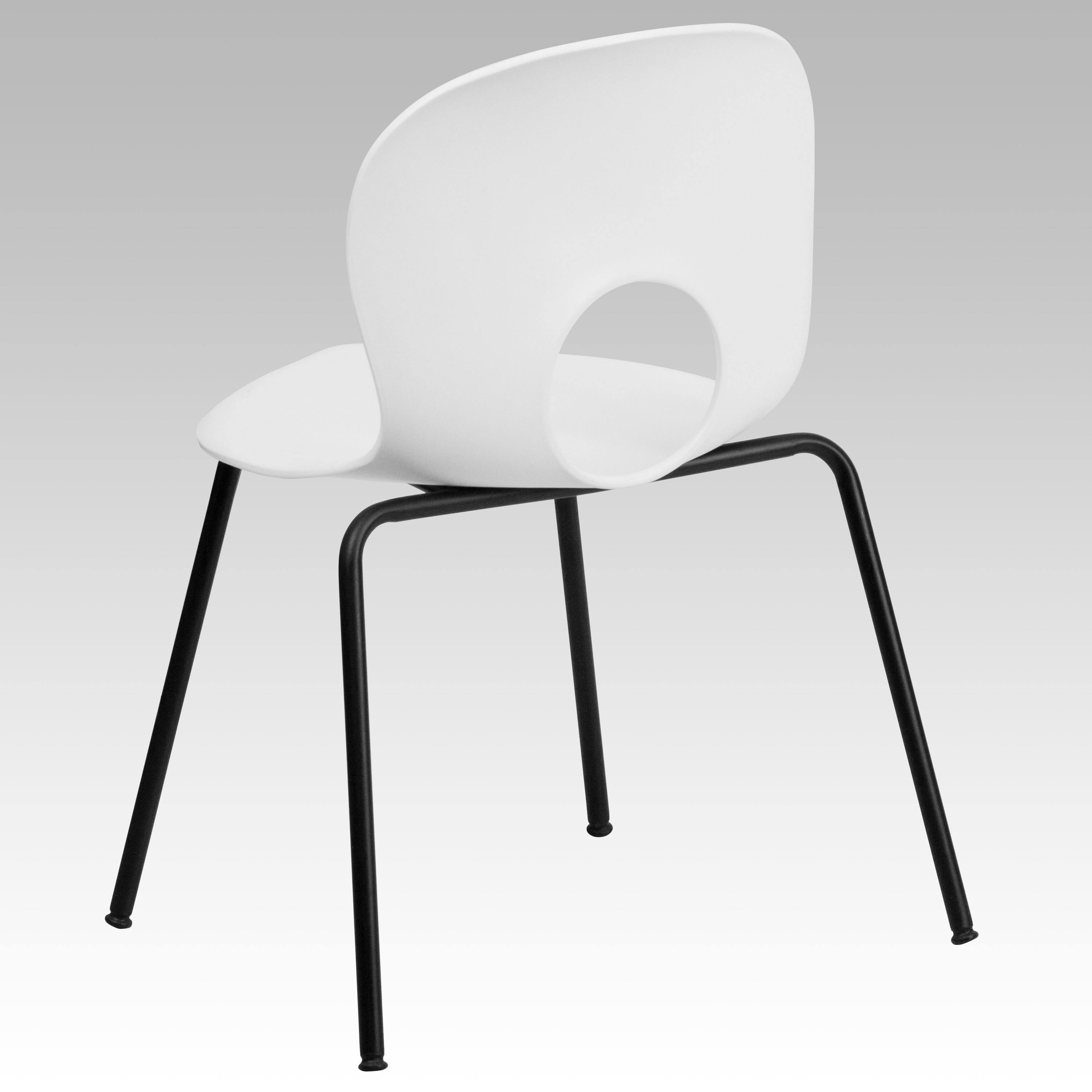 HERCULES Series 770 lb. Capacity Designer White Plastic Stack Chair with Black Frame