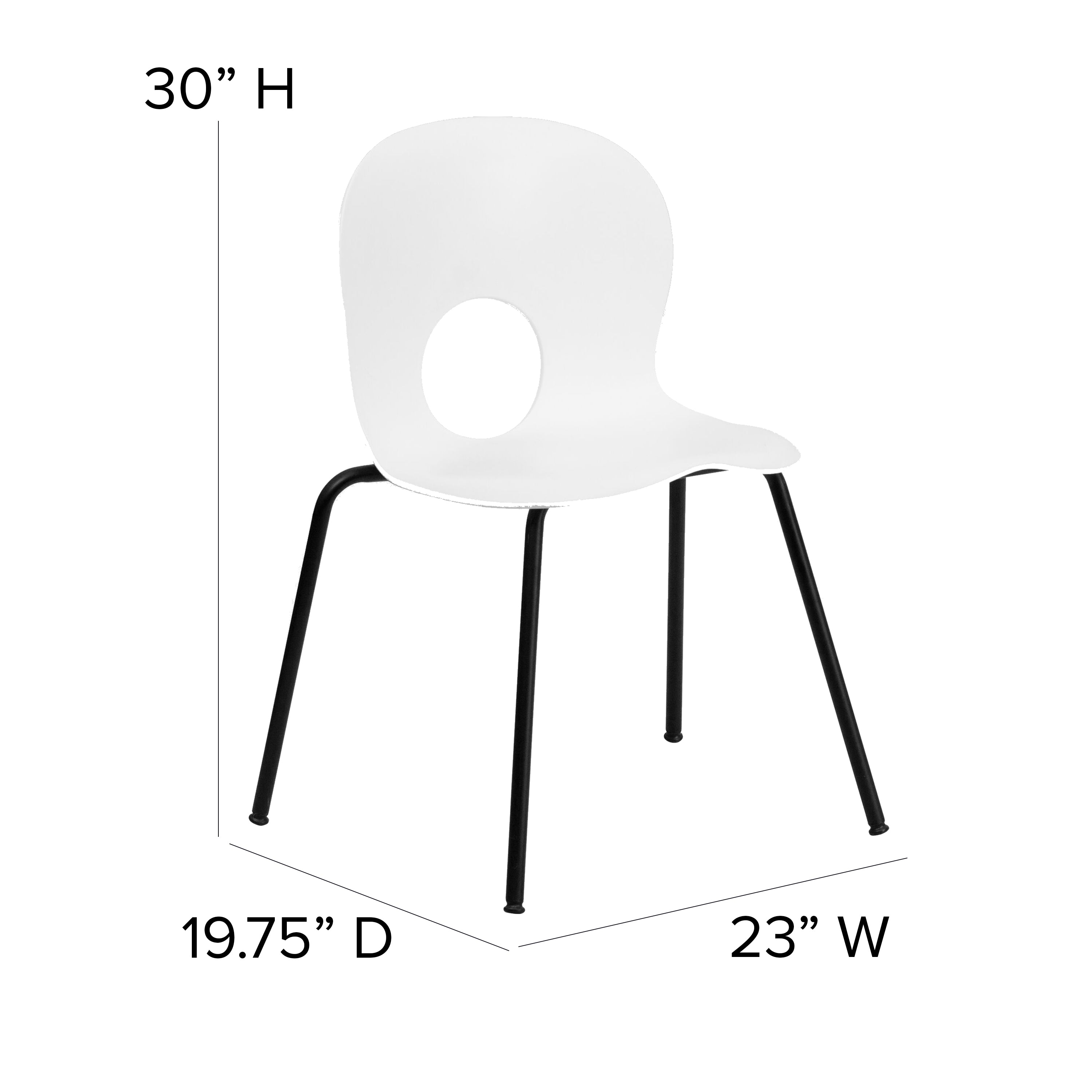HERCULES Series 770 lb. Capacity Designer White Plastic Stack Chair with Black Frame