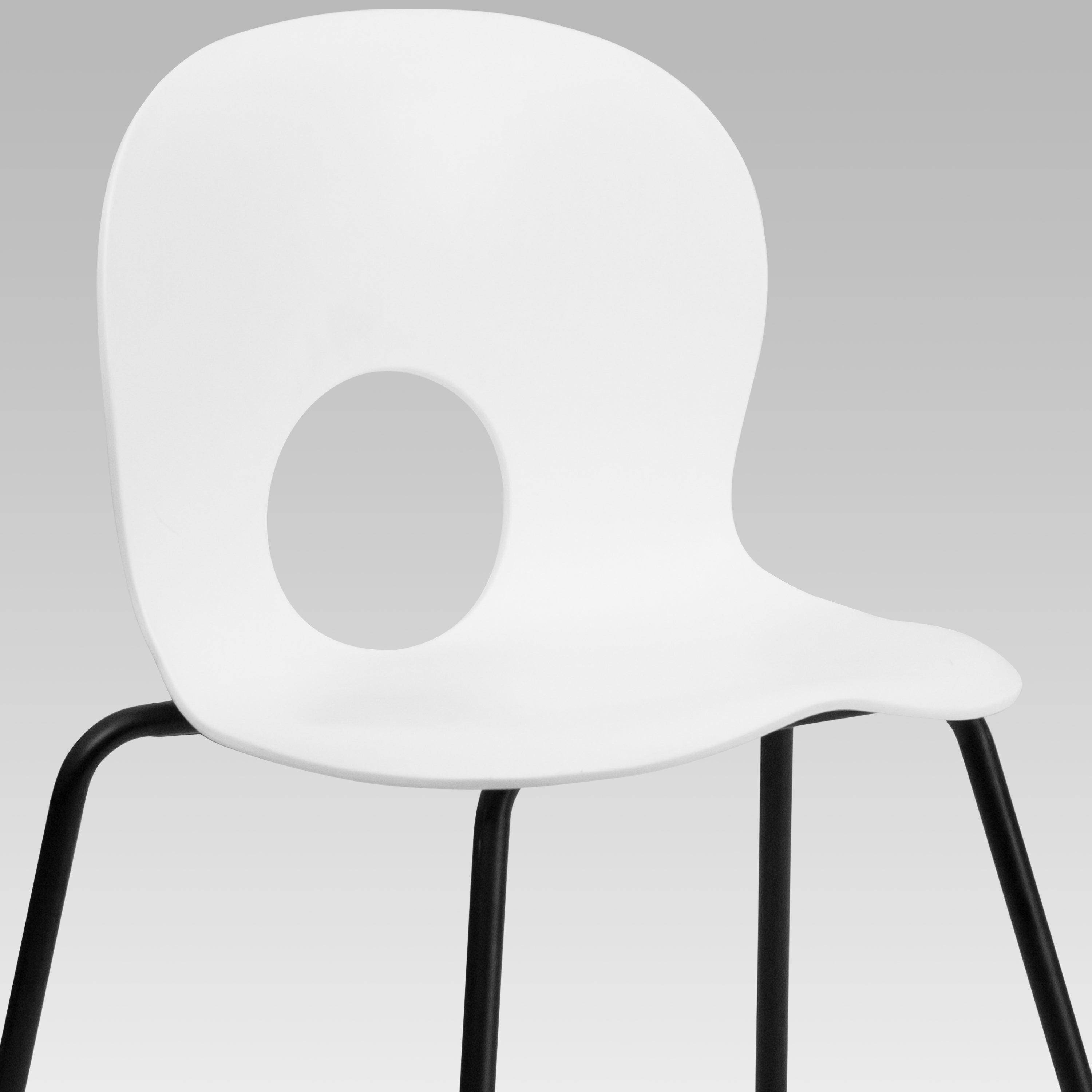 HERCULES Series 770 lb. Capacity Designer White Plastic Stack Chair with Black Frame