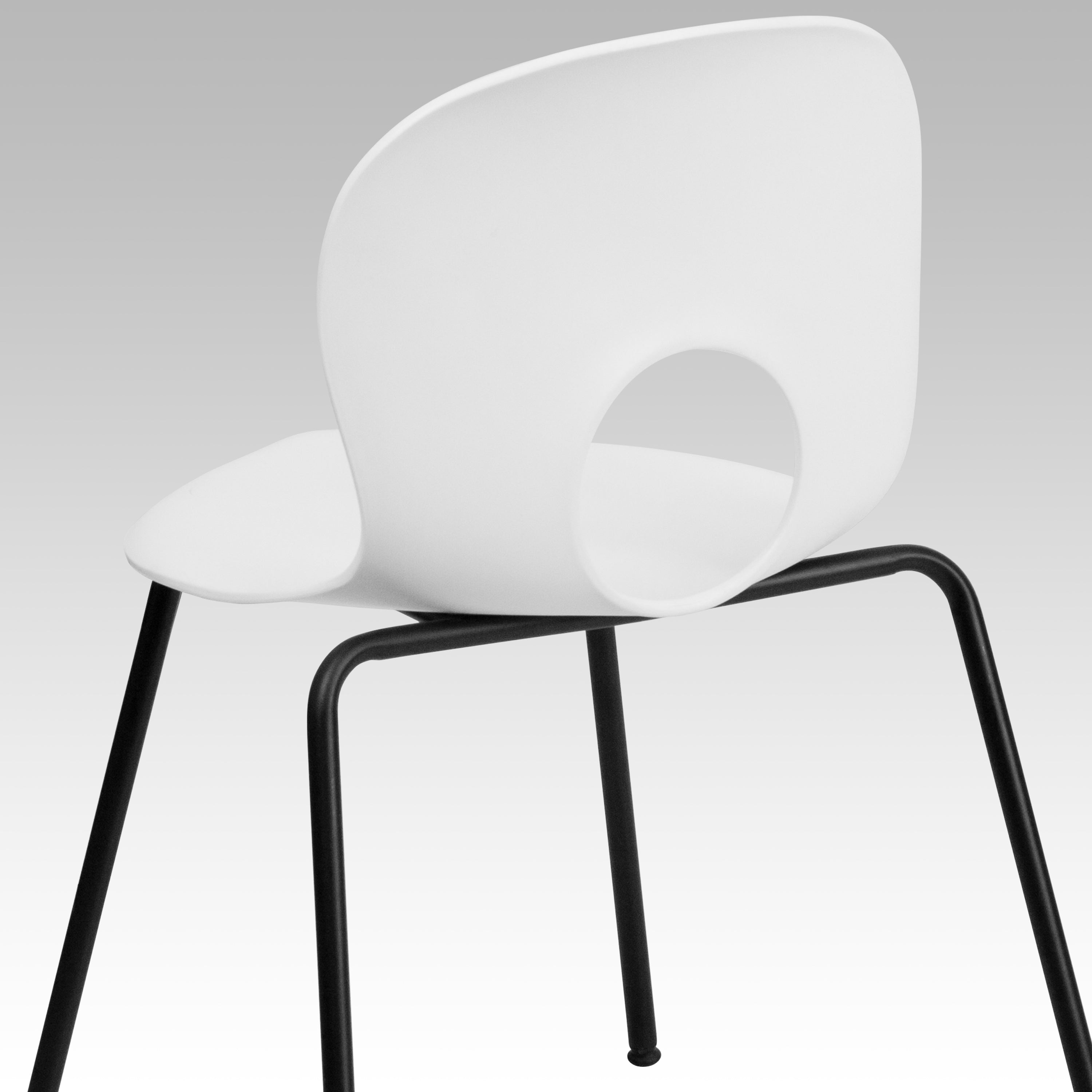 HERCULES Series 770 lb. Capacity Designer White Plastic Stack Chair with Black Frame