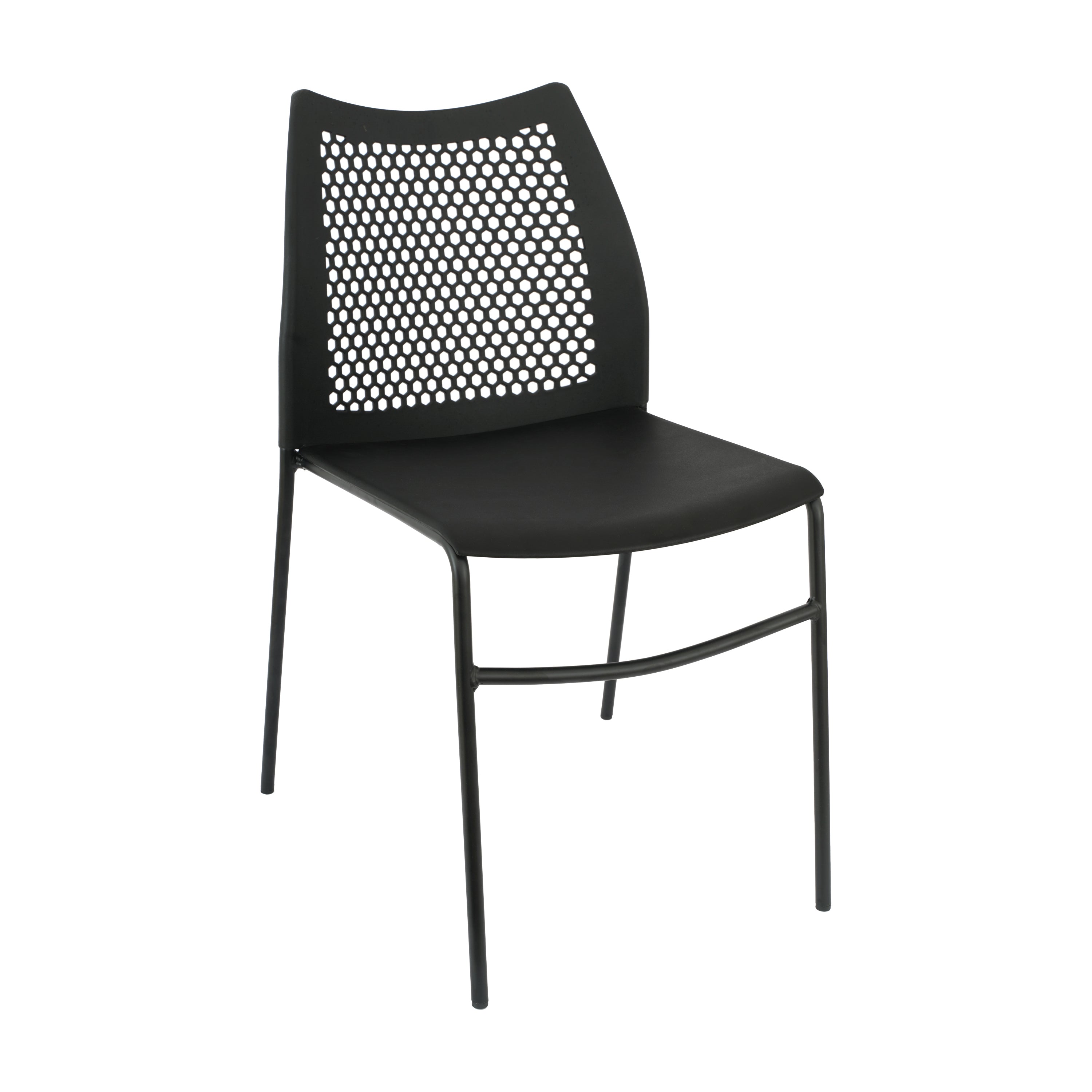HERCULES Black Stack Chair with Air-Vent Back, Non-Sled Base and Black Powder Coated Metal Frame