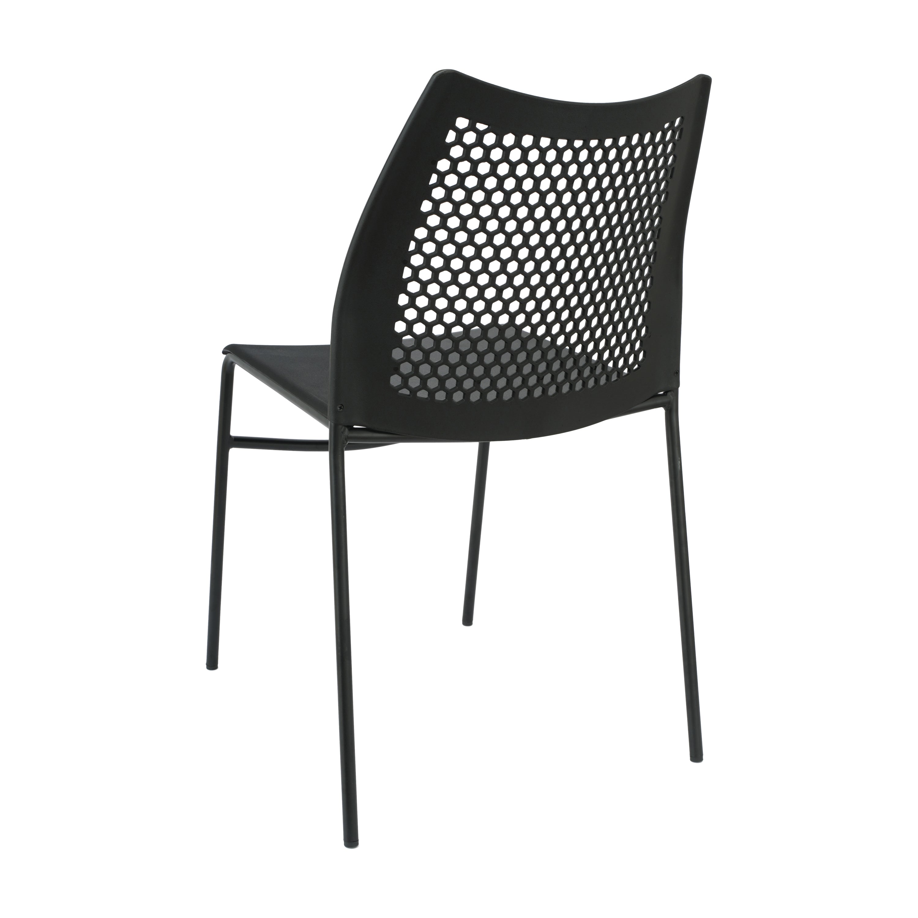 HERCULES Black Stack Chair with Air-Vent Back, Non-Sled Base and Black Powder Coated Metal Frame