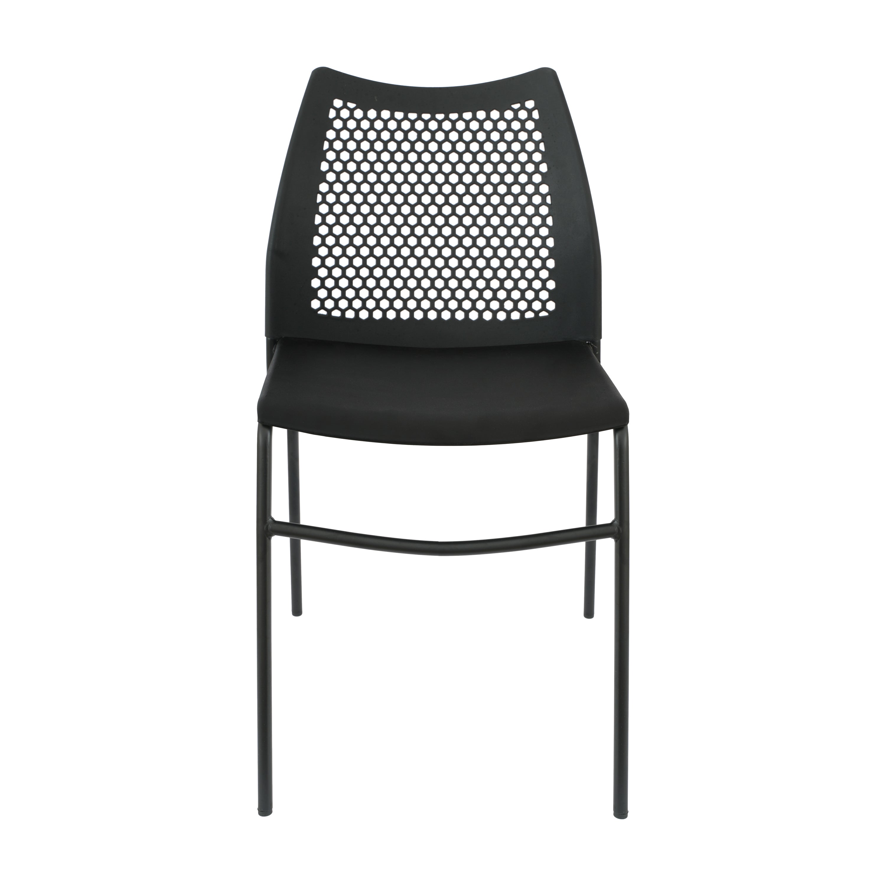 HERCULES Black Stack Chair with Air-Vent Back, Non-Sled Base and Black Powder Coated Metal Frame