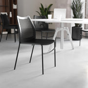 HERCULES Black Stack Chair with Air-Vent Back, Non-Sled Base and Black Powder Coated Metal Frame