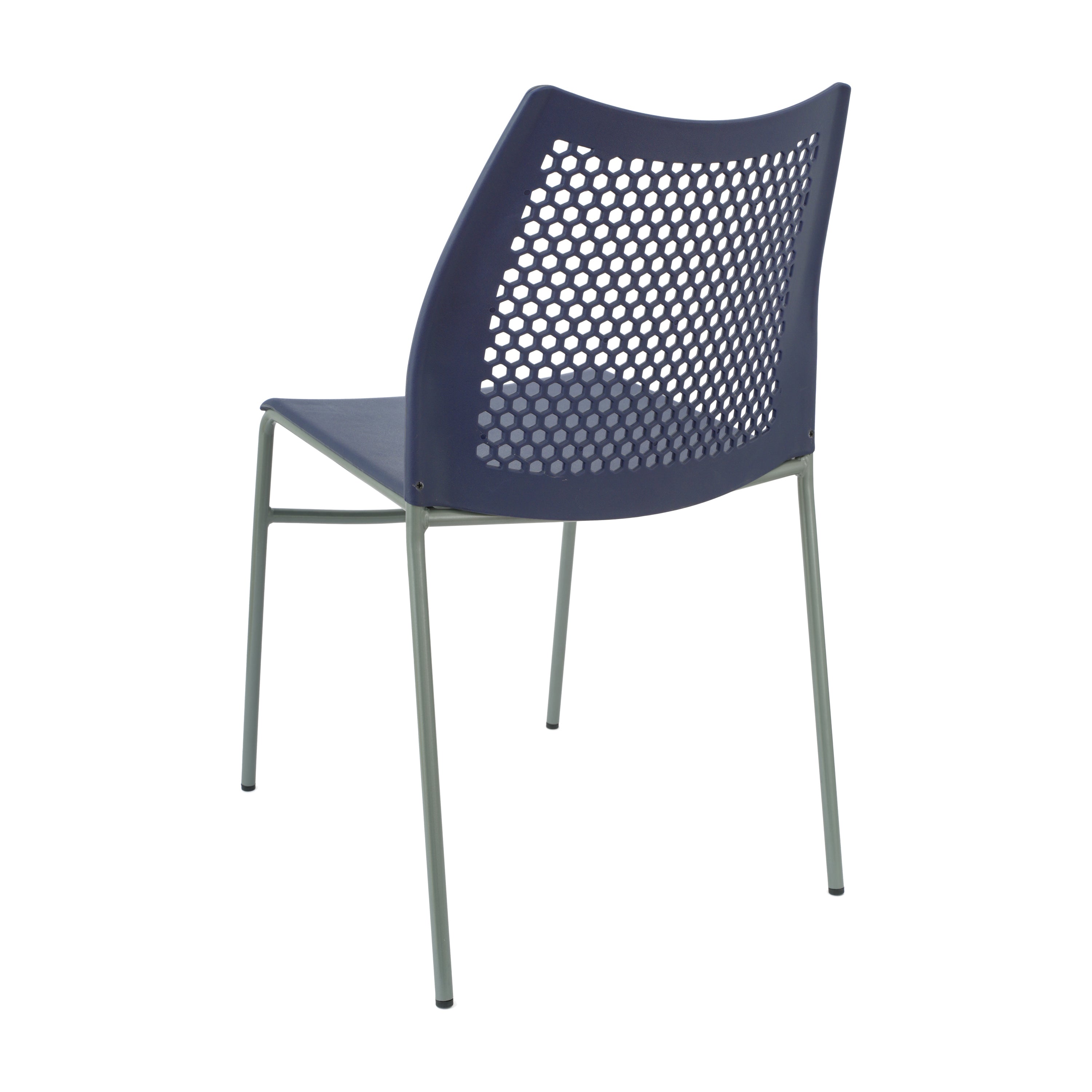 HERCULES Navy Stack Chair with Air-Vent Back, Non-Sled Base and Gray Powder Coated Metal Frame
