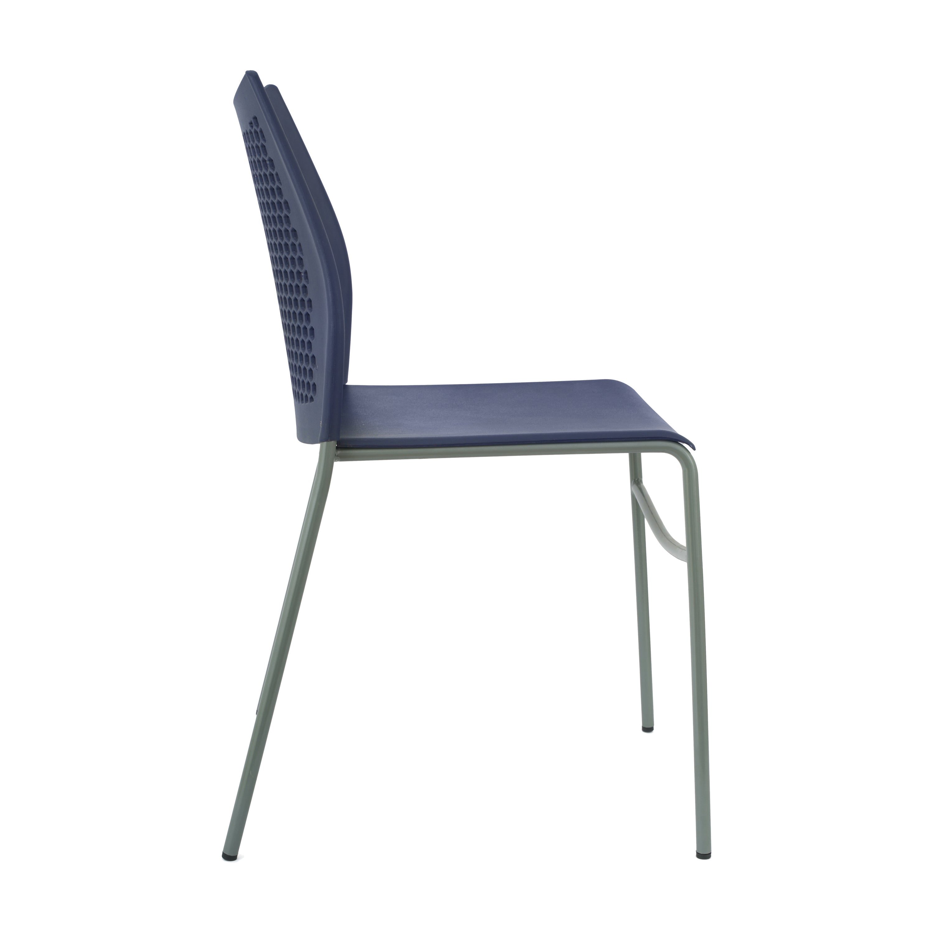 HERCULES Navy Stack Chair with Air-Vent Back, Non-Sled Base and Gray Powder Coated Metal Frame