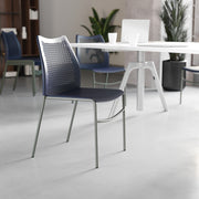 HERCULES Navy Stack Chair with Air-Vent Back, Non-Sled Base and Gray Powder Coated Metal Frame