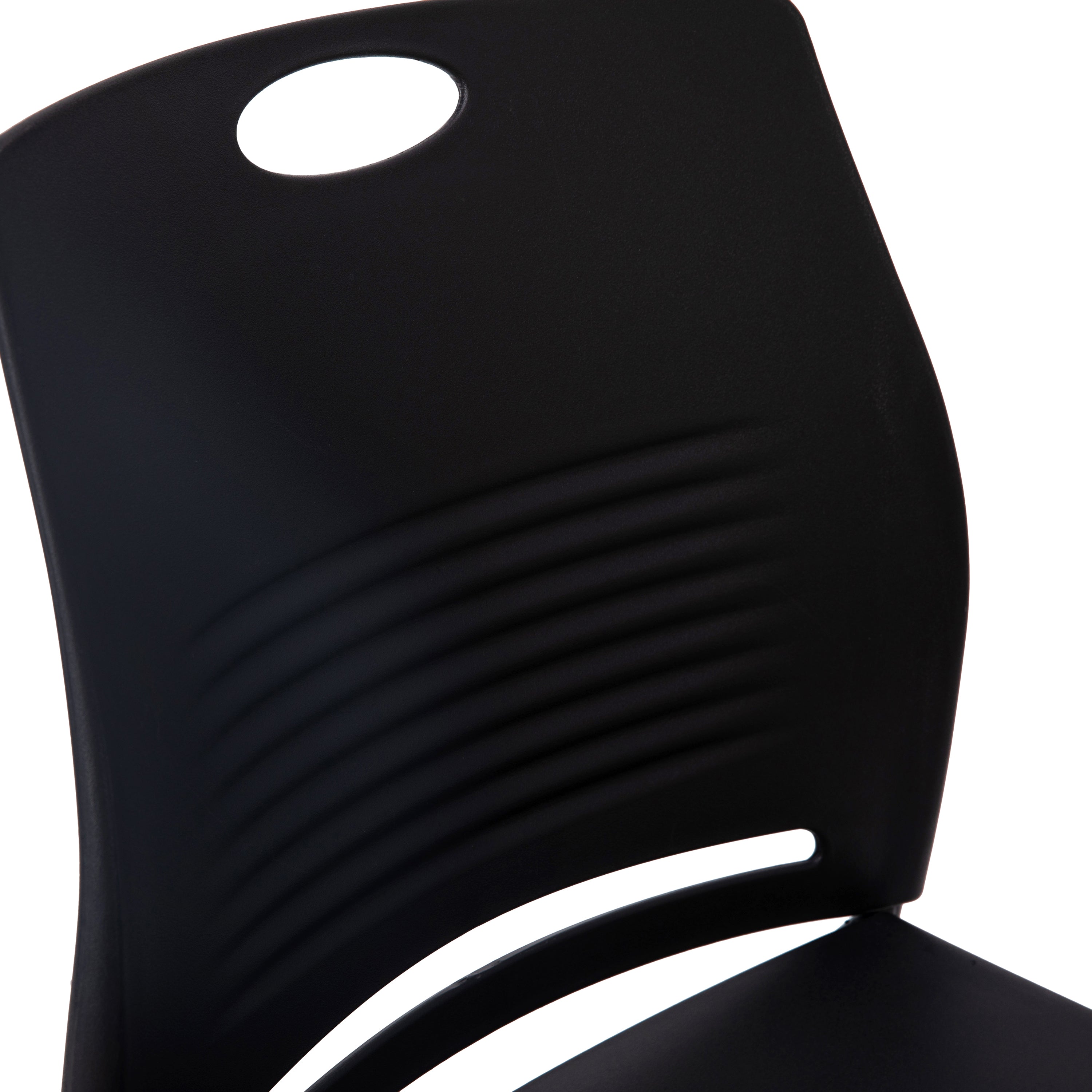 HERCULES Series Commercial Grade 660 lb. Capacity Black Plastic Stack Chair with Black Powder Coated Sled Base Frame and Integrated Carrying Handle
