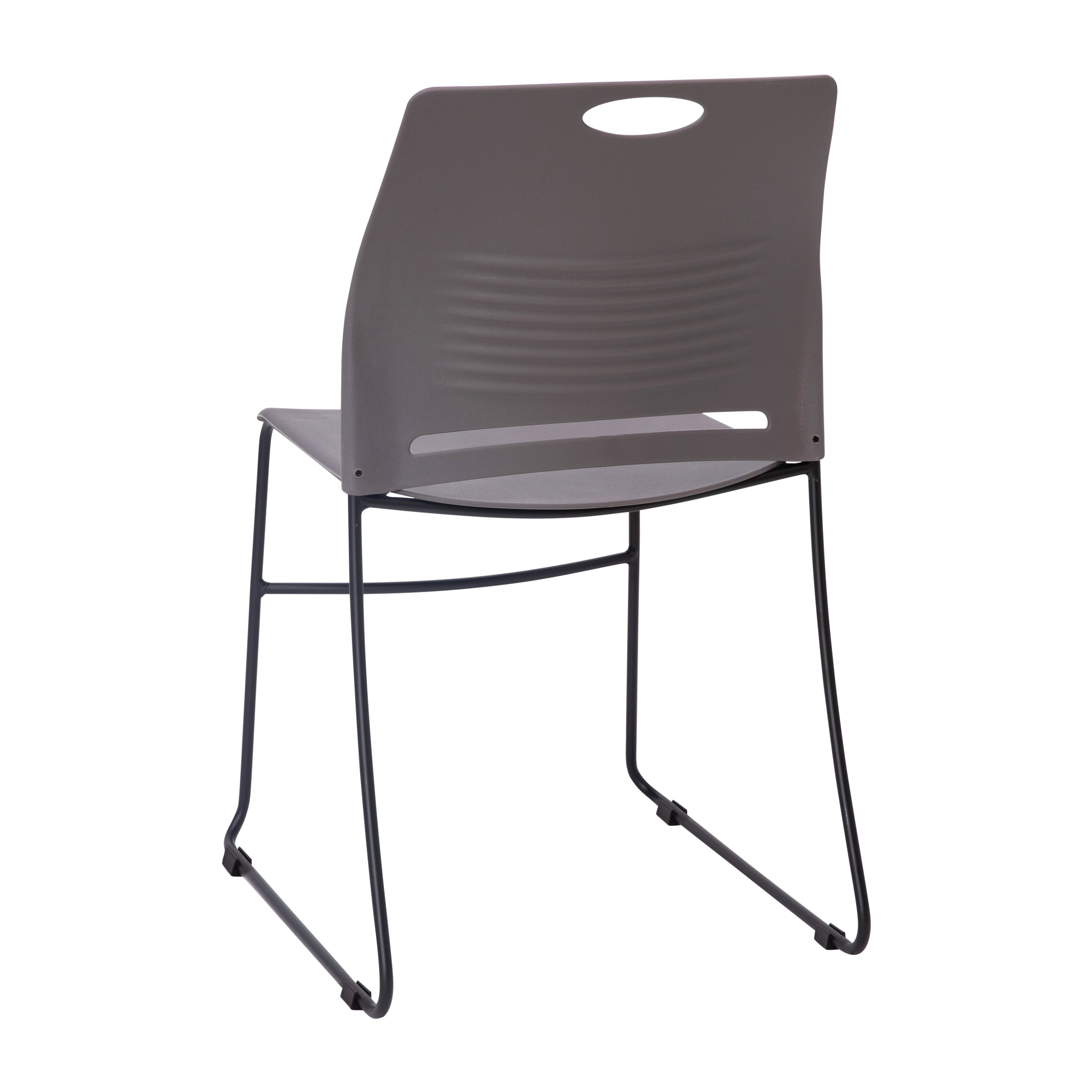 HERCULES Series Commercial Grade 660 lb. Capacity Gray Plastic Stack Chair with Black Powder Coated Sled Base Frame and Integrated Carrying Handle