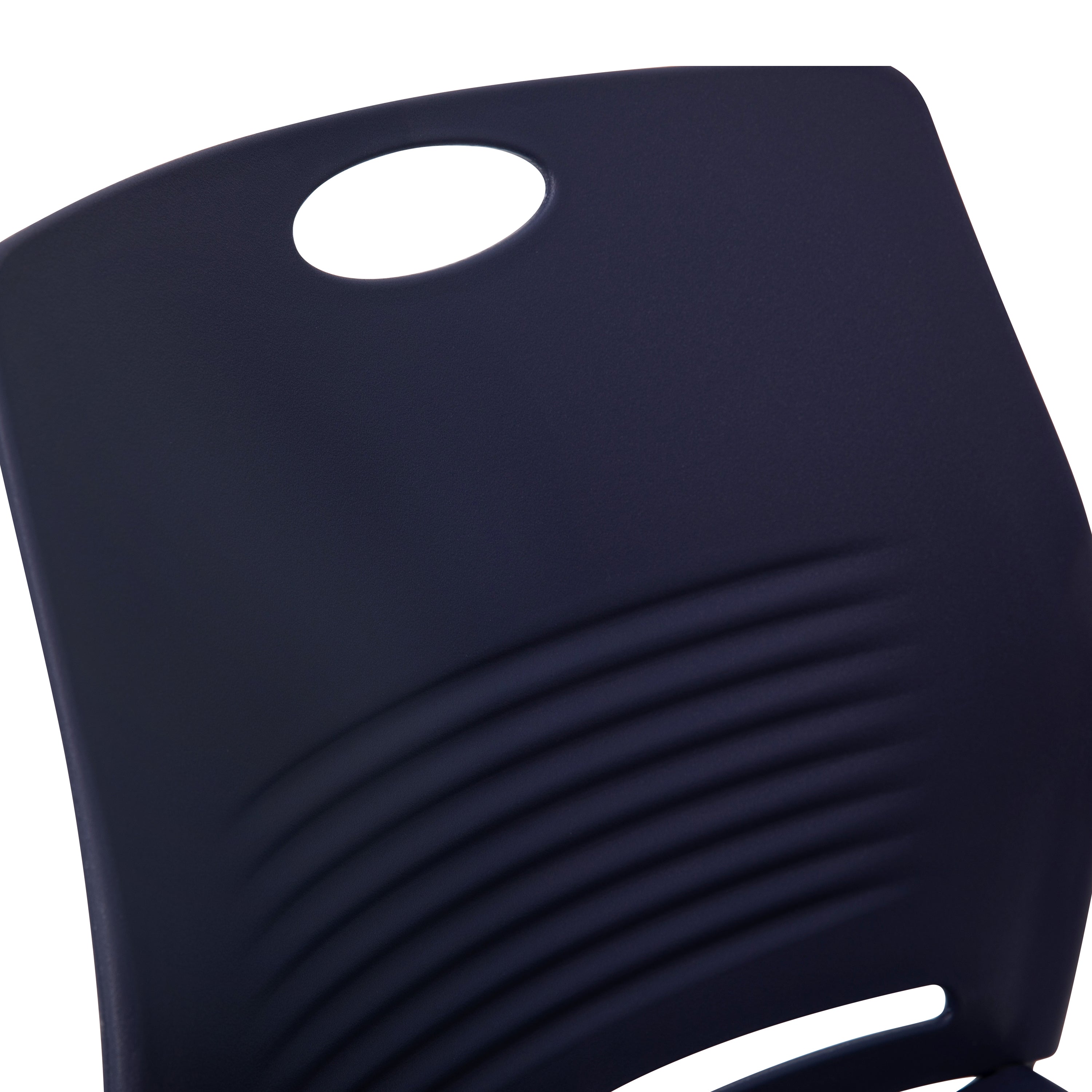 HERCULES Series Commercial Grade 660 lb. Capacity Navy Plastic Stack Chair with Black Powder Coated Sled Base Frame and Integrated Carrying Handle