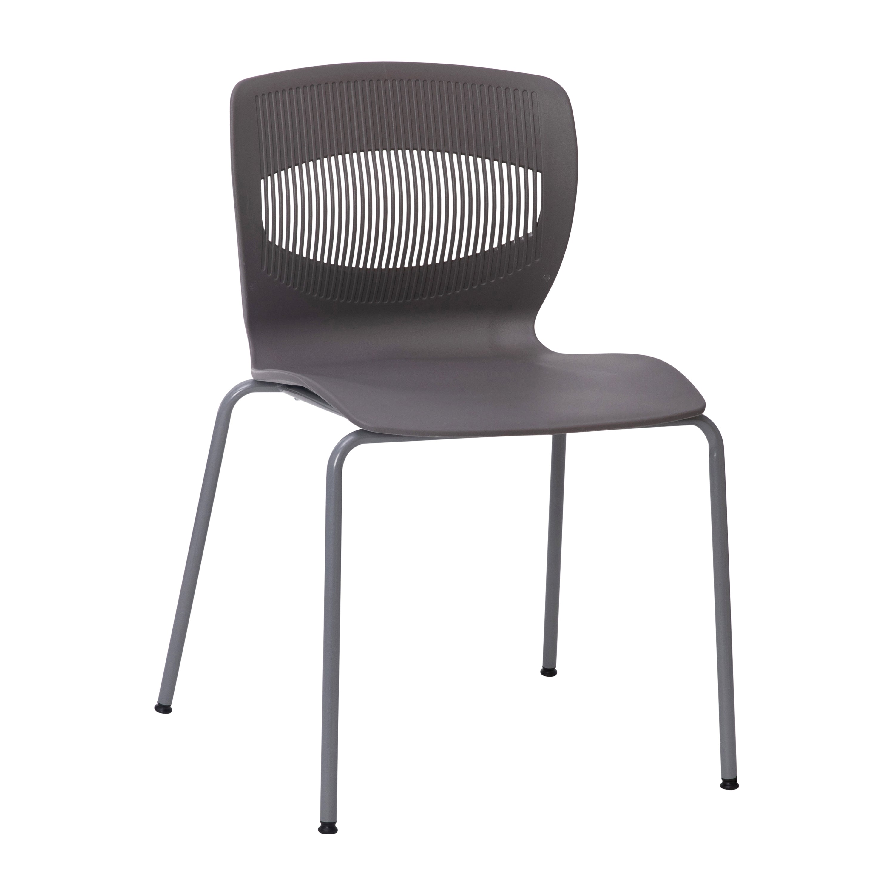 HERCULES Series Commercial Grade 770 lb. Capacity Ergonomic Stack Chair with Lumbar Support and Silver Steel Frame - Gray