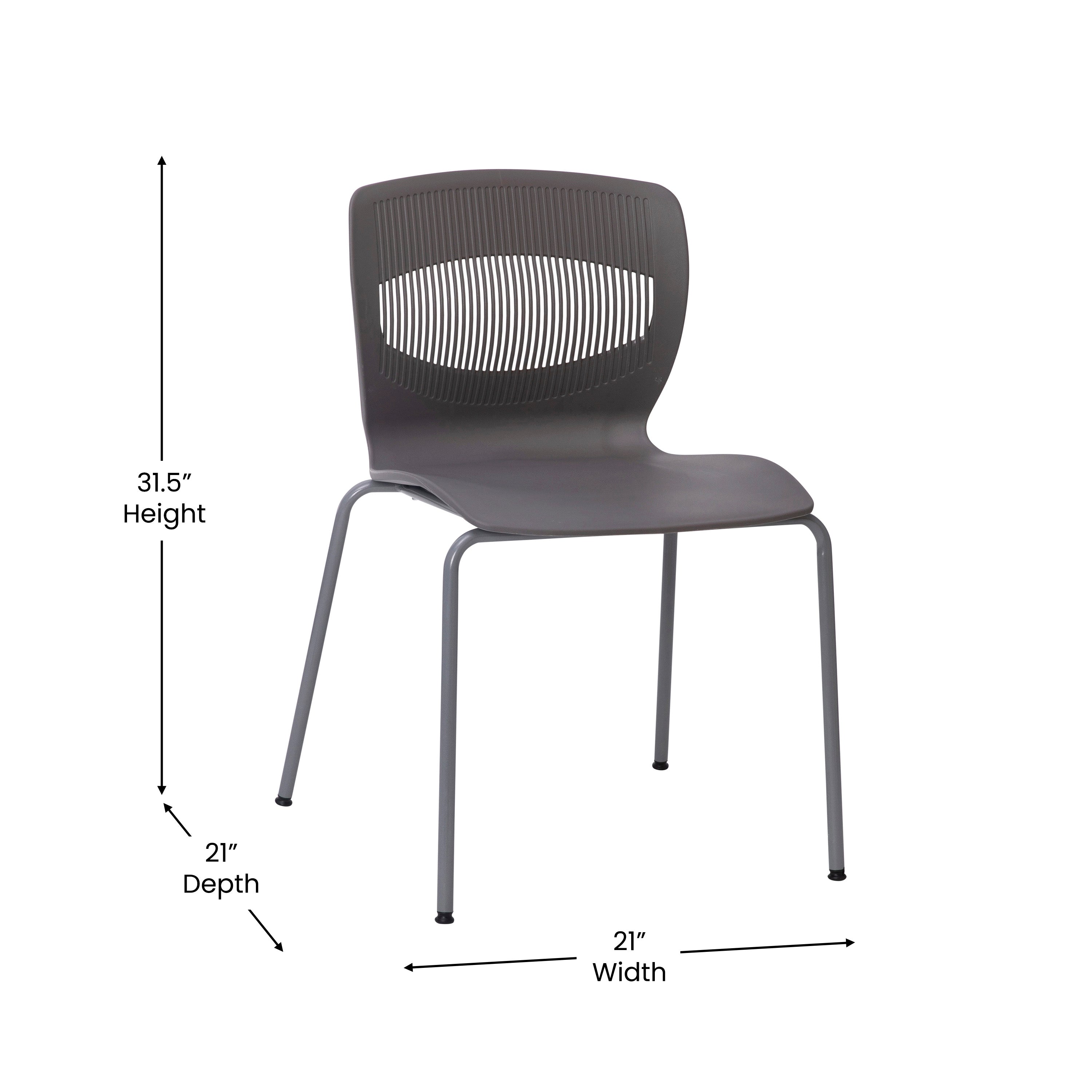 HERCULES Series Commercial Grade 770 lb. Capacity Ergonomic Stack Chair with Lumbar Support and Silver Steel Frame - Gray