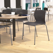 HERCULES Series Commercial Grade 770 lb. Capacity Ergonomic Stack Chair with Lumbar Support and Silver Steel Frame - Gray