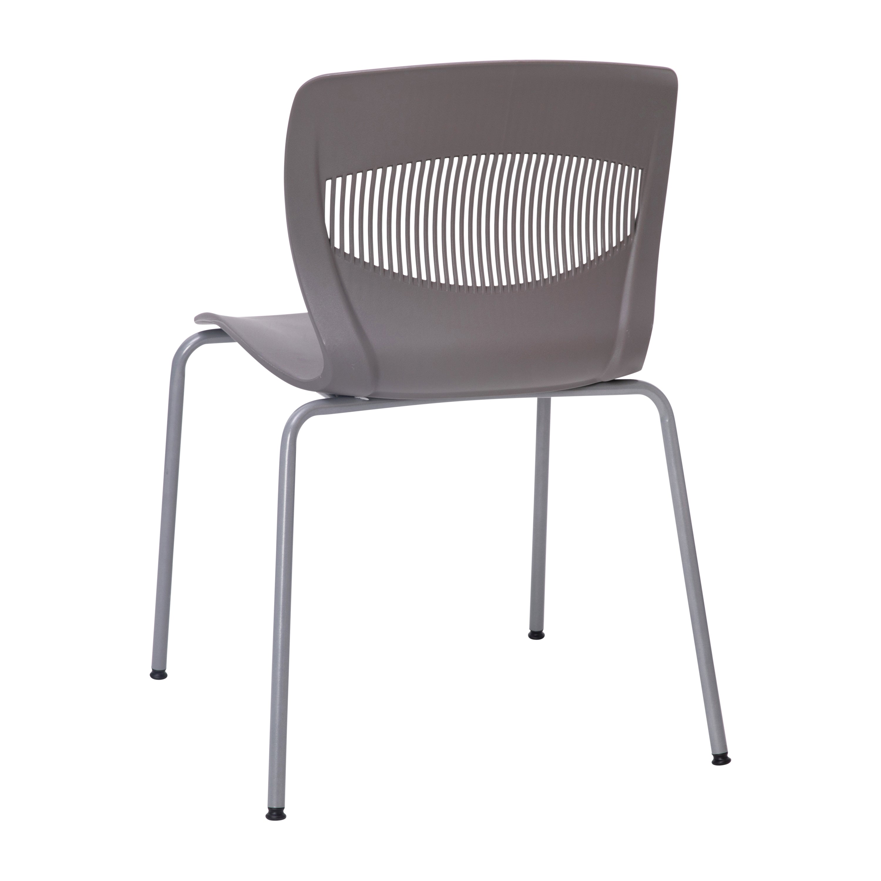 HERCULES Series Commercial Grade 770 lb. Capacity Ergonomic Stack Chair with Lumbar Support and Silver Steel Frame - Gray
