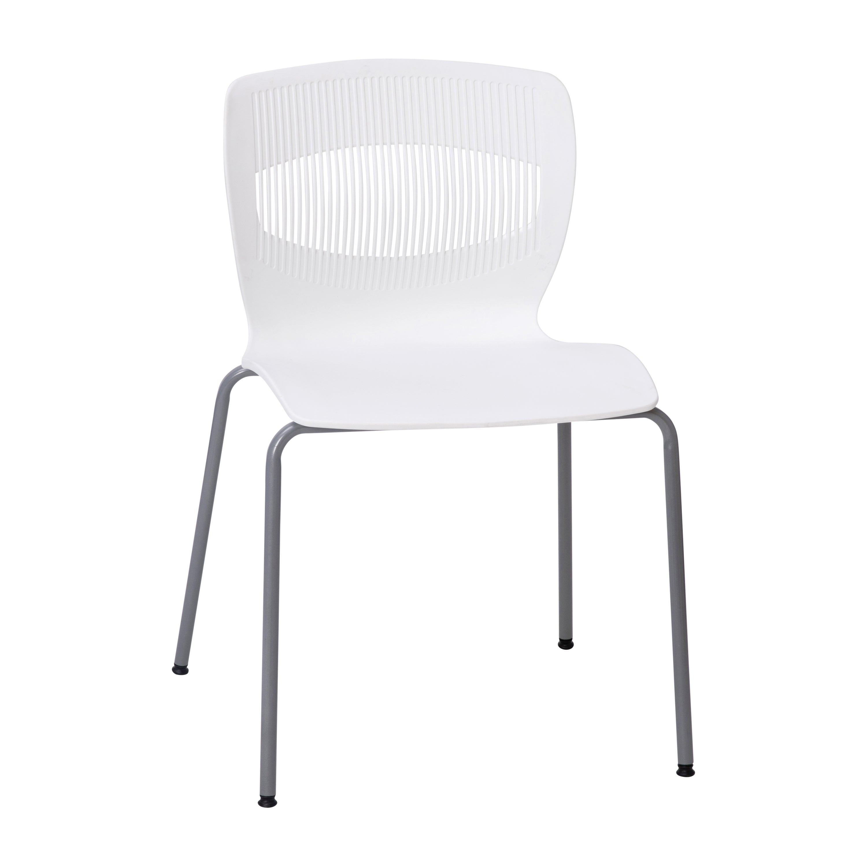HERCULES Series Commercial Grade 770 lb. Capacity Ergonomic Stack Chair with Lumbar Support and Silver Steel Frame - White