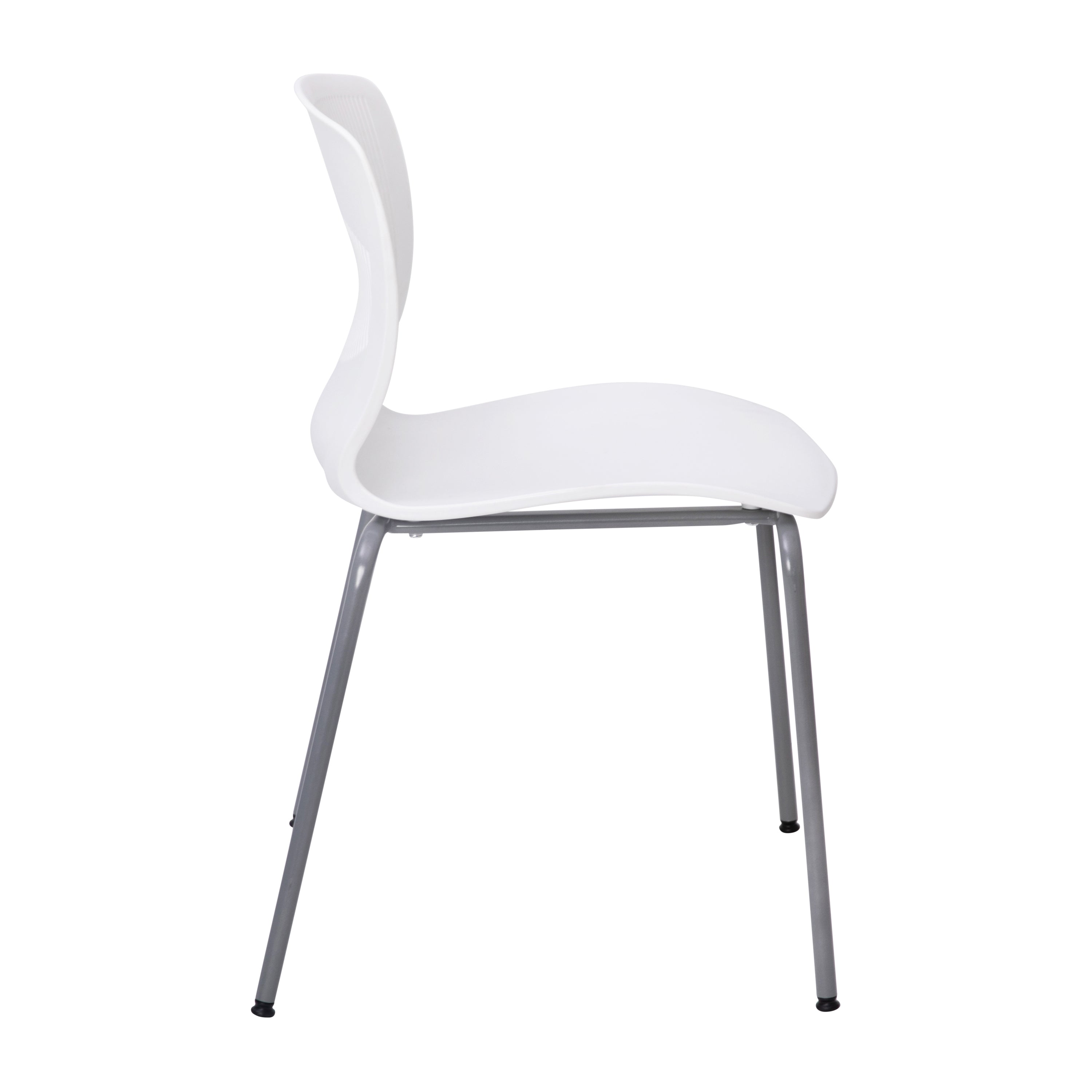 HERCULES Series Commercial Grade 770 lb. Capacity Ergonomic Stack Chair with Lumbar Support and Silver Steel Frame - White