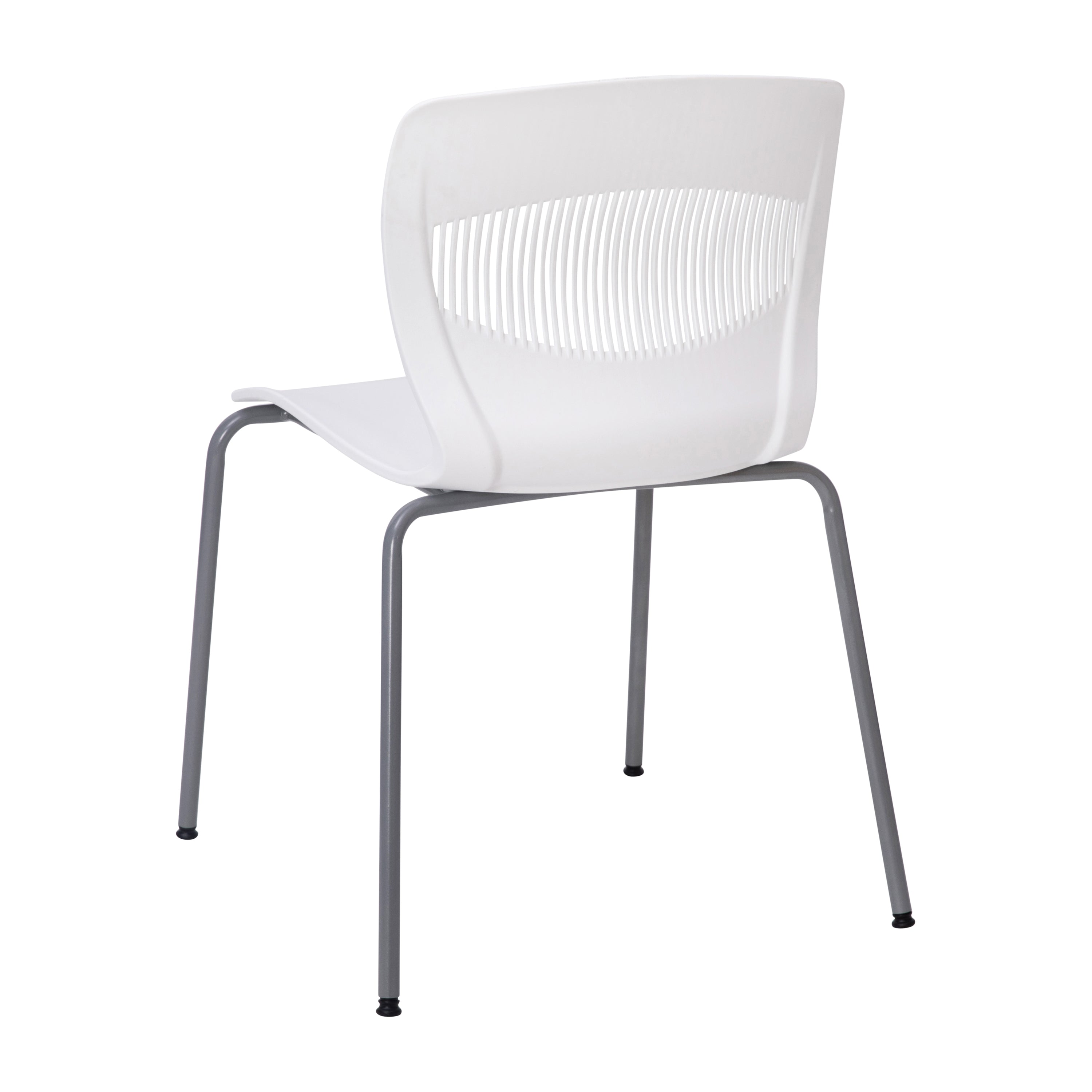 HERCULES Series Commercial Grade 770 lb. Capacity Ergonomic Stack Chair with Lumbar Support and Silver Steel Frame - White