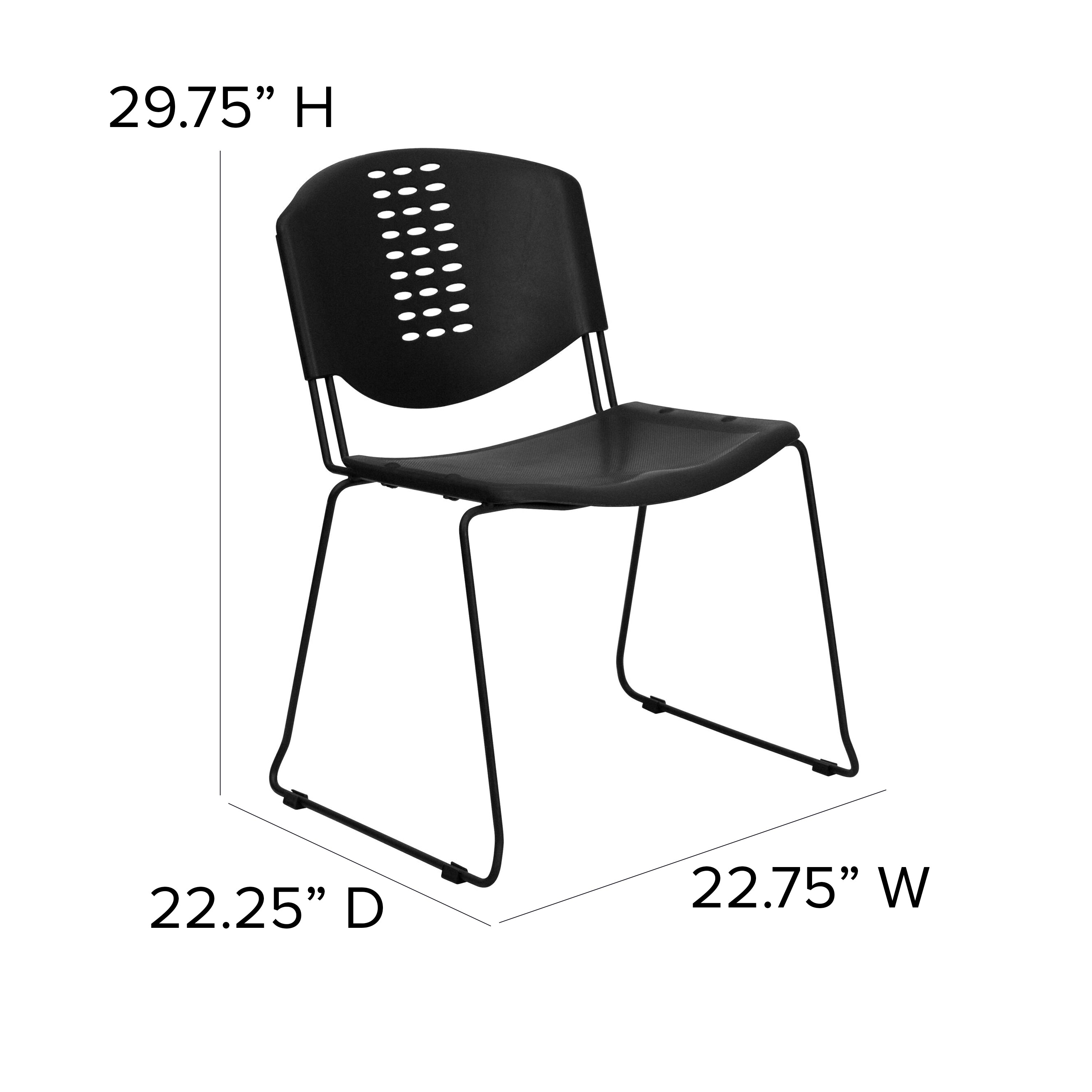 HERCULES Series 400 lb. Capacity Black Plastic Stack Chair with Black Frame