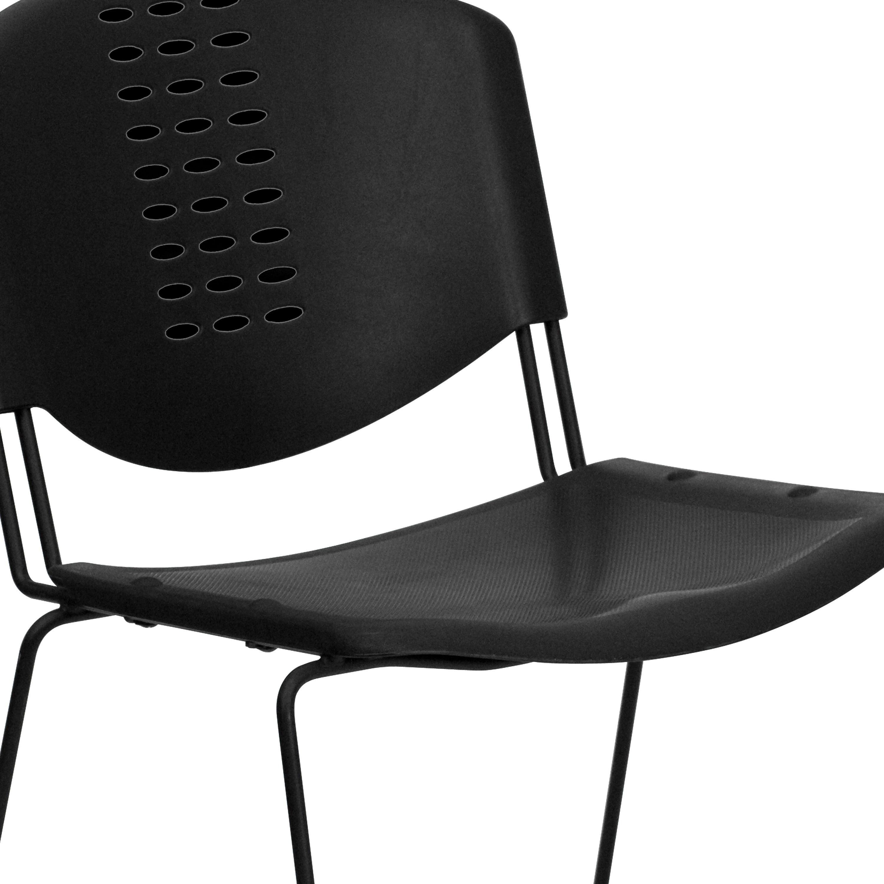 HERCULES Series 400 lb. Capacity Black Plastic Stack Chair with Black Frame