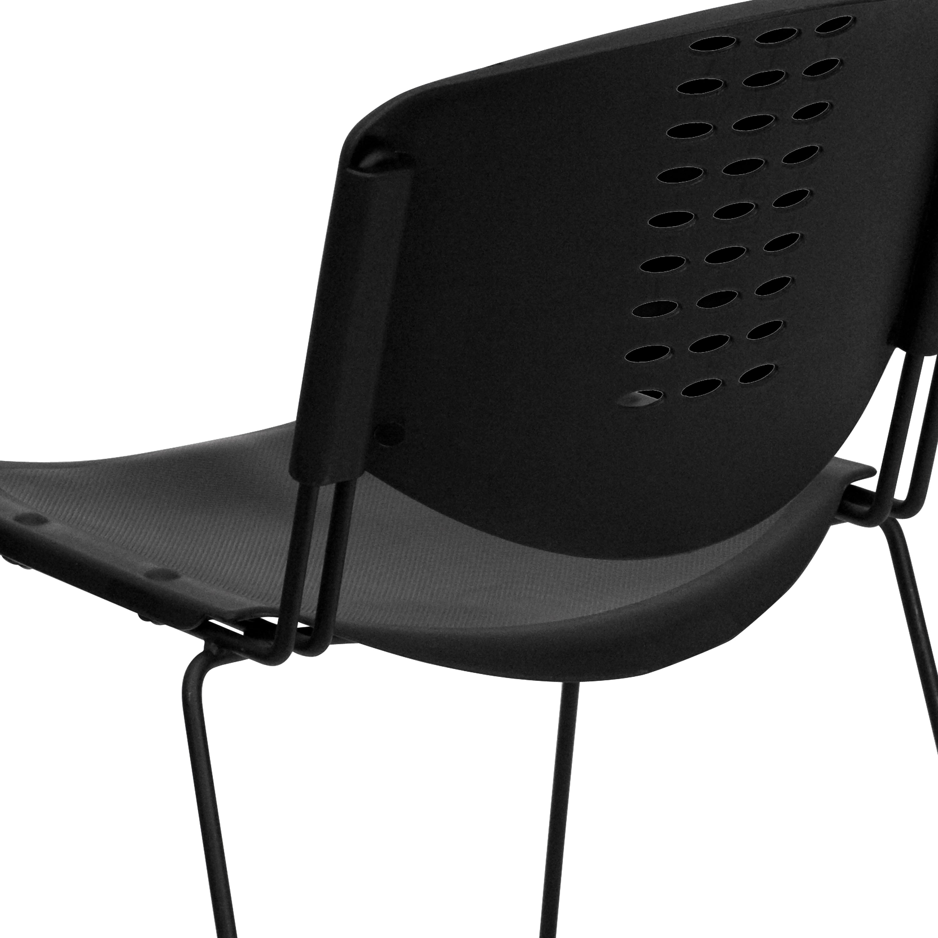 HERCULES Series 400 lb. Capacity Black Plastic Stack Chair with Black Frame