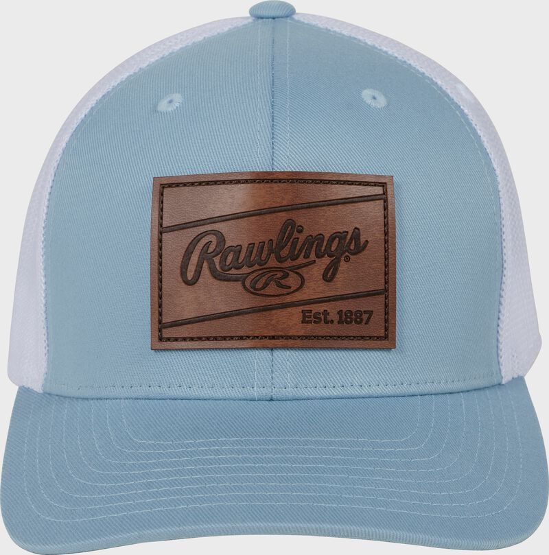 Rawlings Leather Patch Hat - Snap Back - Light Blue/White