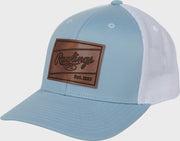 Rawlings Leather Patch Hat - Snap Back - Light Blue/White
